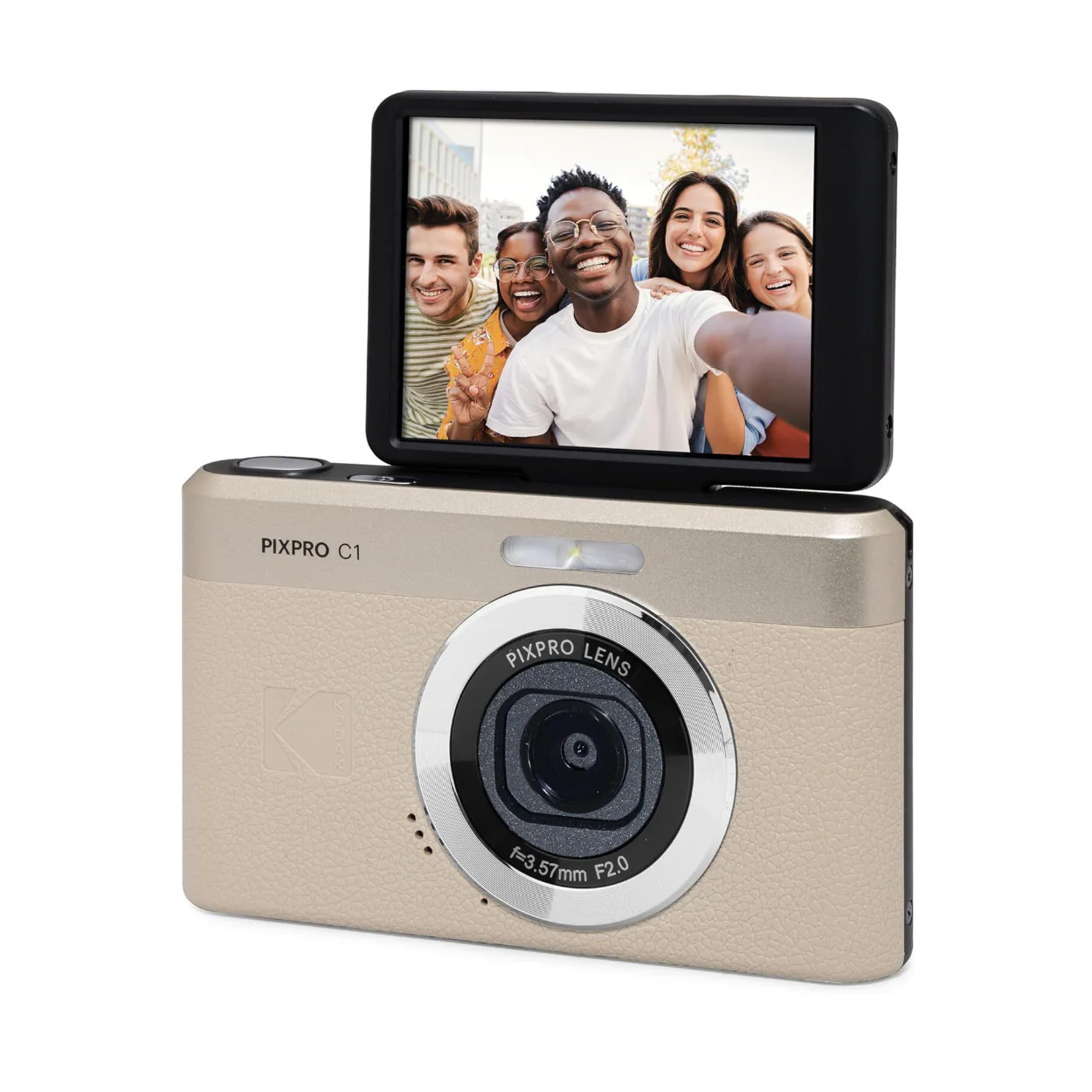 KODAK PIXPRO C1 Friendly Zoom 13MP 1080p Digital Camera - 26mm F/2.0 (Tan) - Image 5