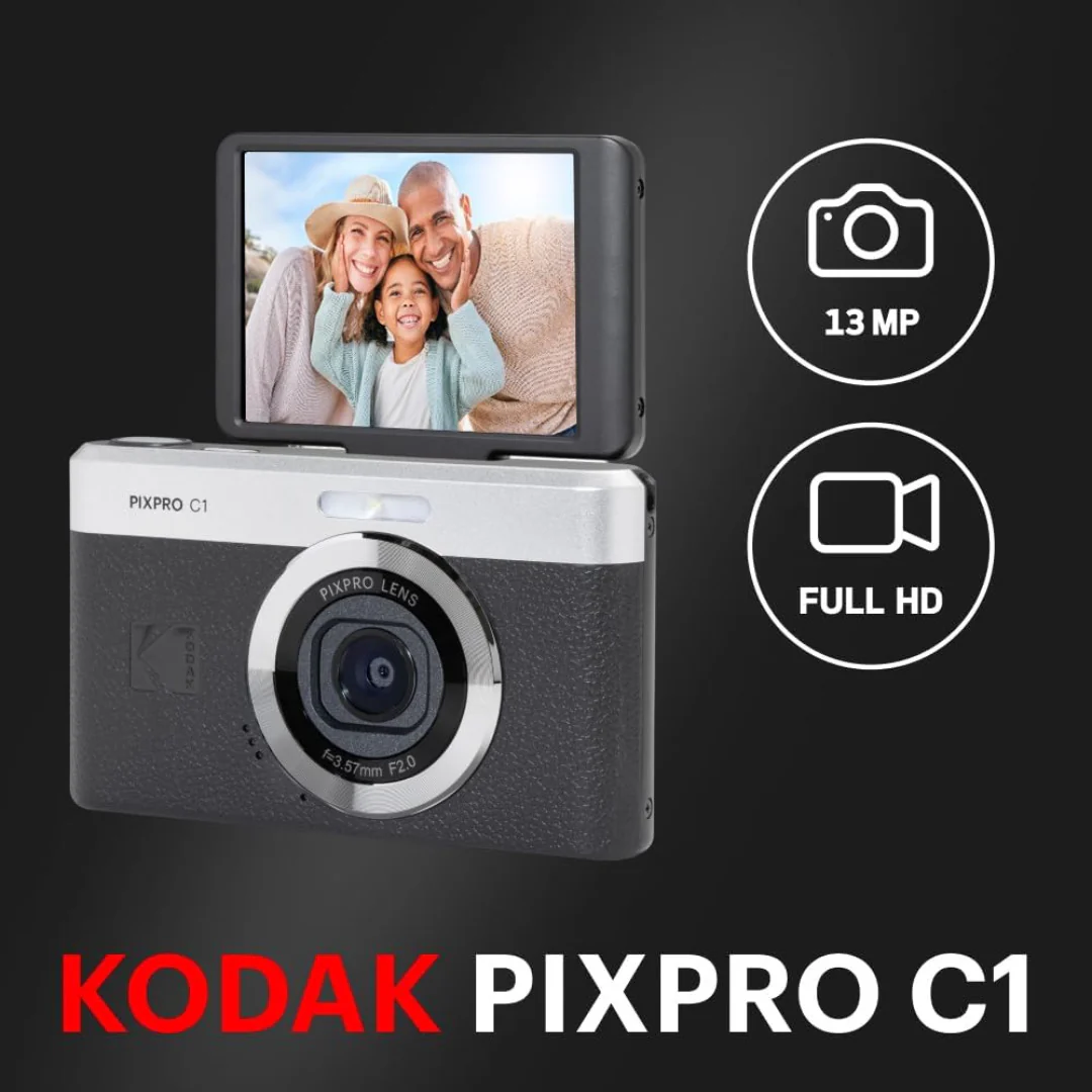 KODAK PIXPRO C1 Friendly Zoom 13MP 1080p Digital Camera (Black) Bundle - Image 3