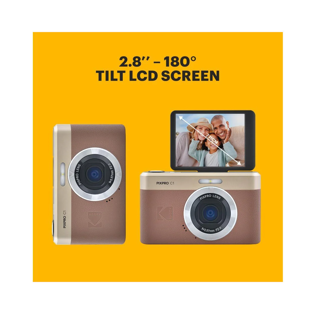 KODAK PIXPRO C1 13MP Digital Camera (Brown) with MicroSD Card and Card Reader - Image 8