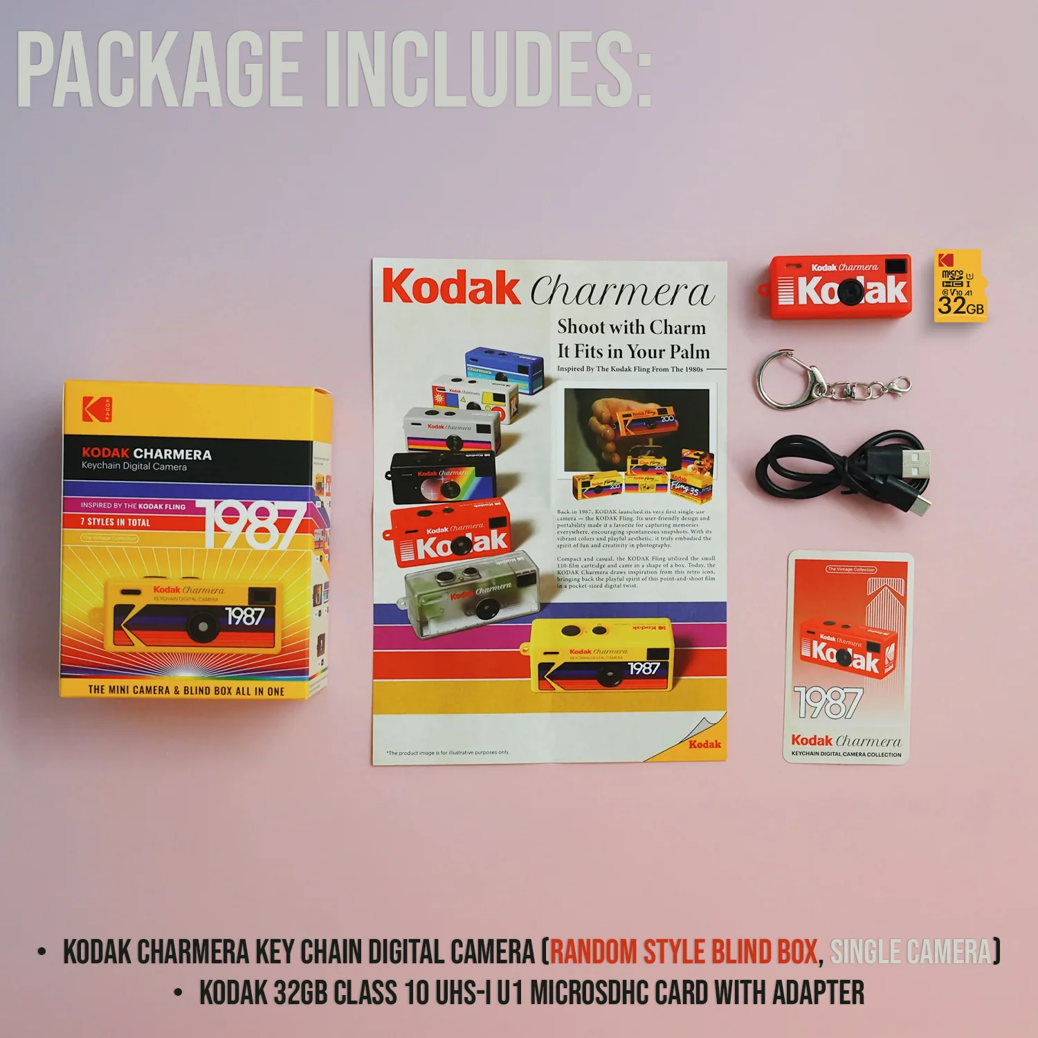 Kodak Charmera Key Chain Digital Camera (Blind Box) w/ 32GB Memory Card Bundle - Image 9