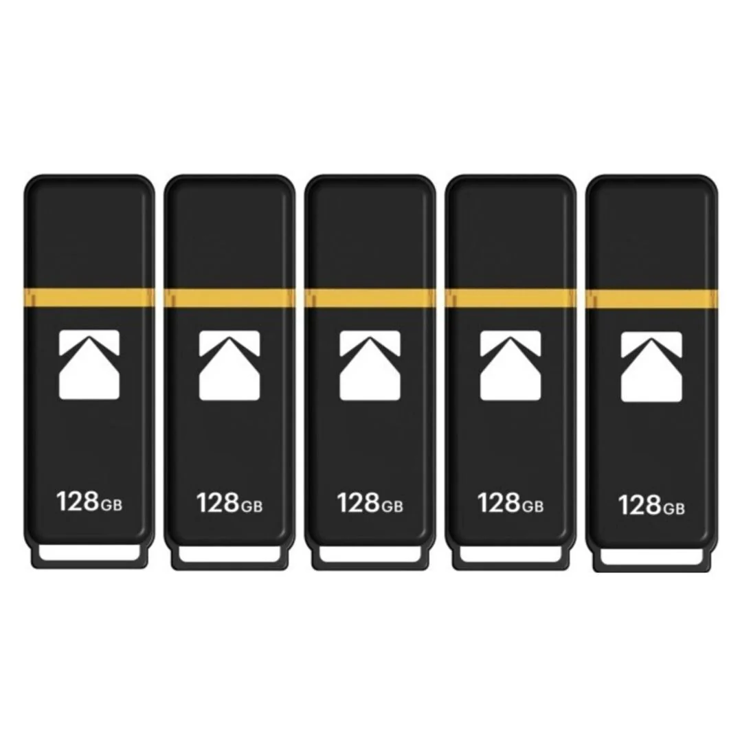 Kodak Classic K100 Cap and Body Series Universal Compatible USB2.0 128GB Flash Drive (5 Pack)
