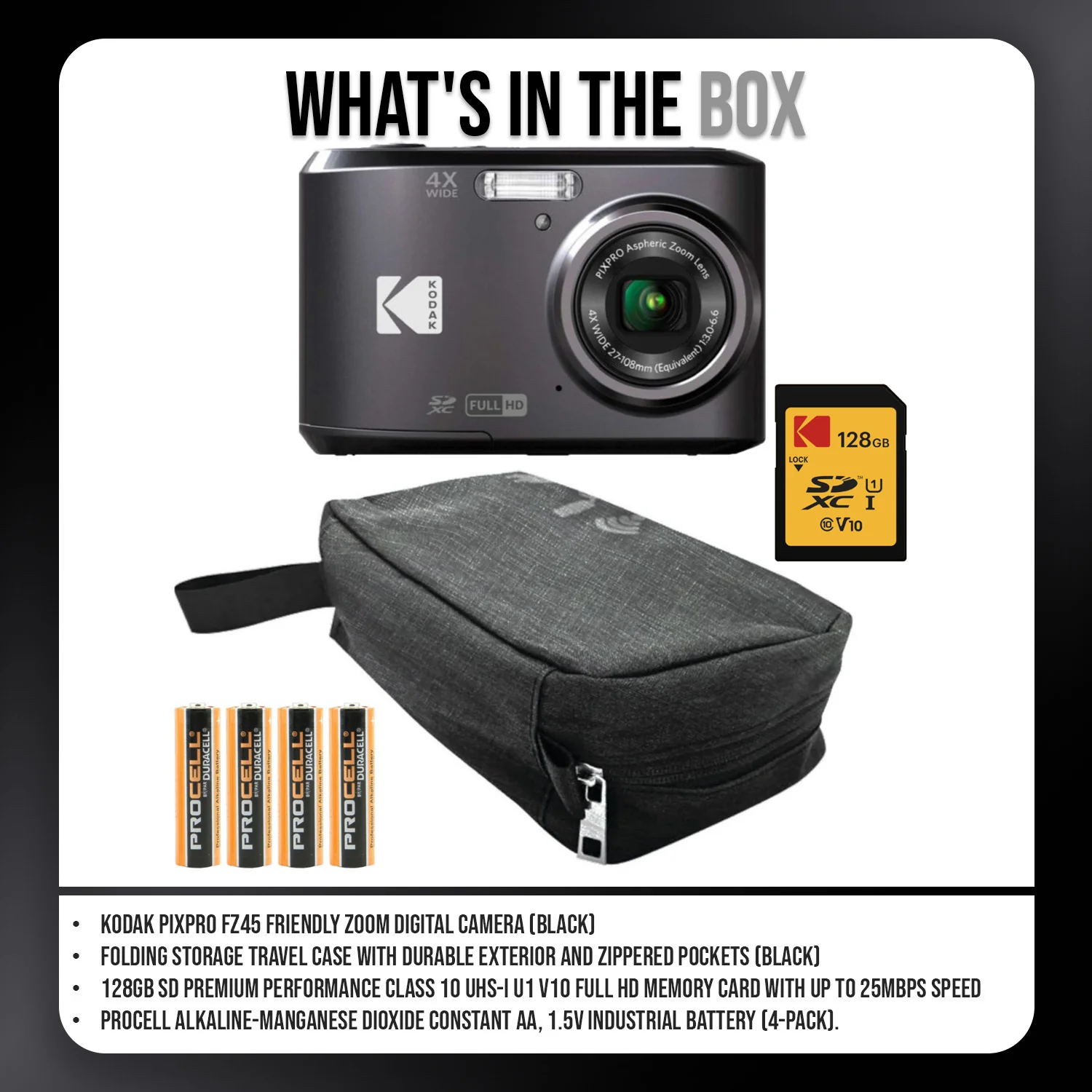 Kodak PIXPRO FZ45 Friendly Zoom Digital Camera (Black) and Folding Storage Travel Case Bundle - Image 7