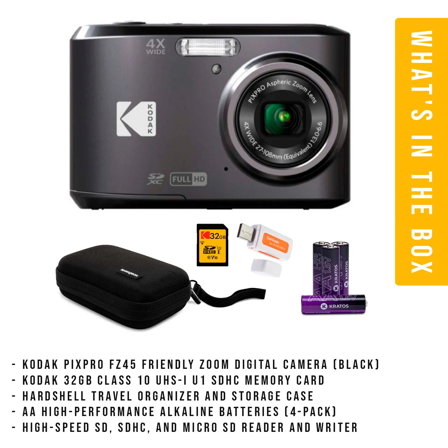 Kodak PIXPRO FZ45 Friendly Zoom Digital Camera (Black) with Travel Organizer and Storage Case Bundle - Image 7