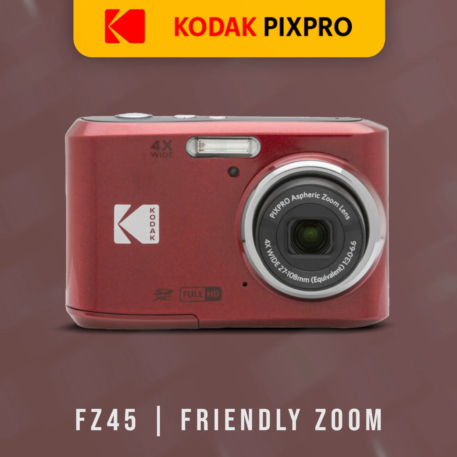 Kodak PIXPRO FZ45 Friendly Zoom Digital Camera (Red) and Folding Storage Travel Case Bundle - Image 2