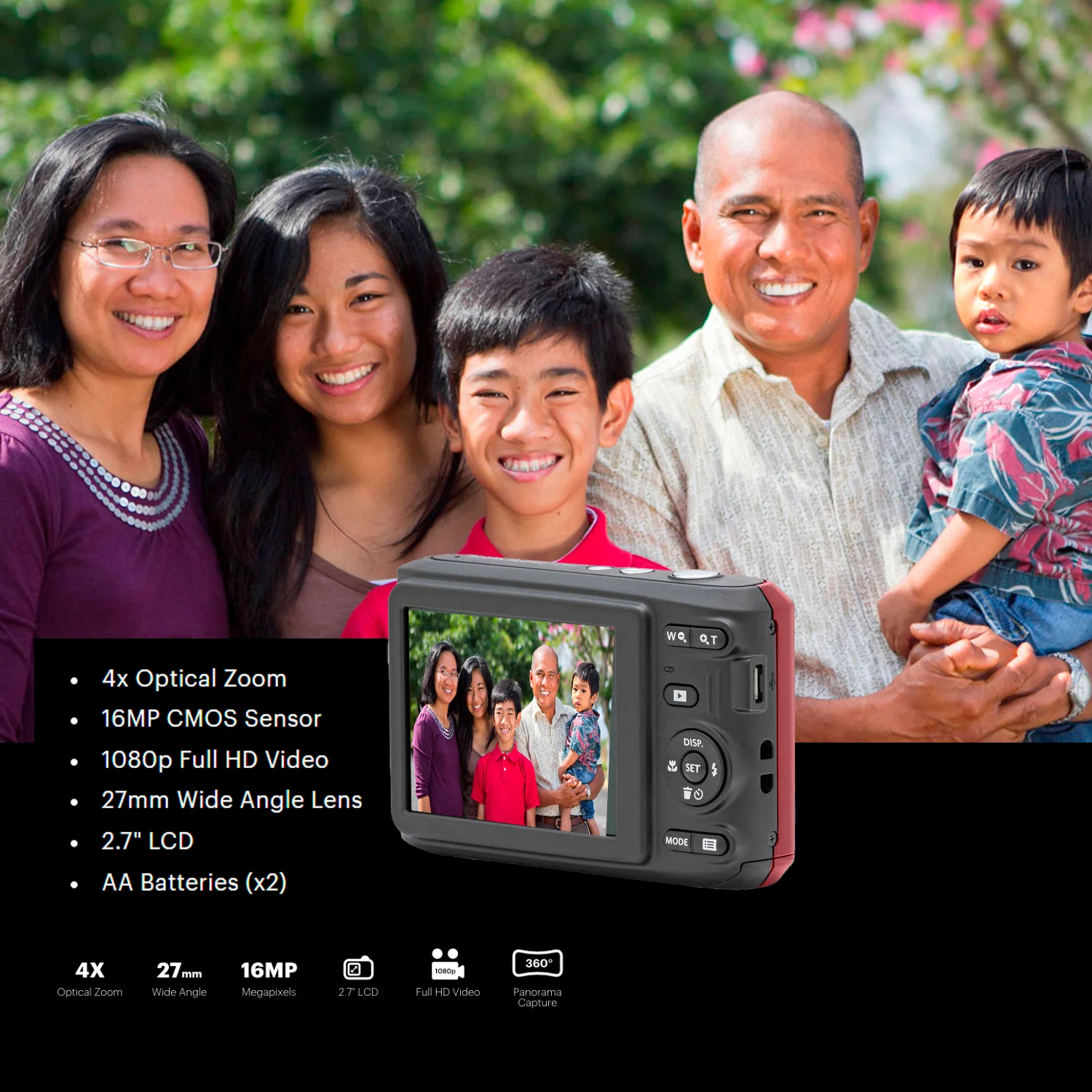 Kodak PIXPRO FZ45 Friendly Zoom Digital Camera (Red) and Folding Storage Travel Case Bundle - Image 3