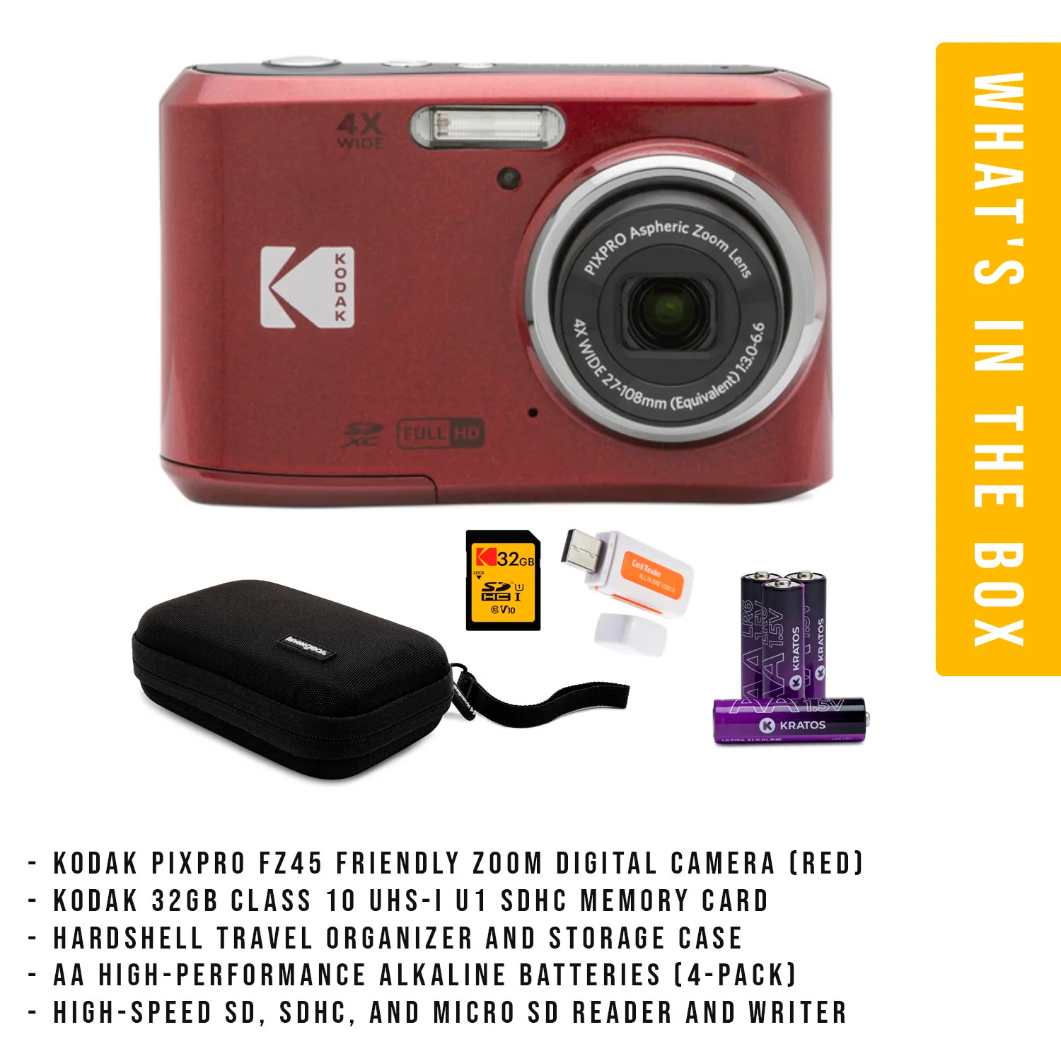 Kodak PIXPRO FZ45 Friendly Zoom Digital Camera (Red) with Travel Organizer and Storage Case Bundle - Image 7