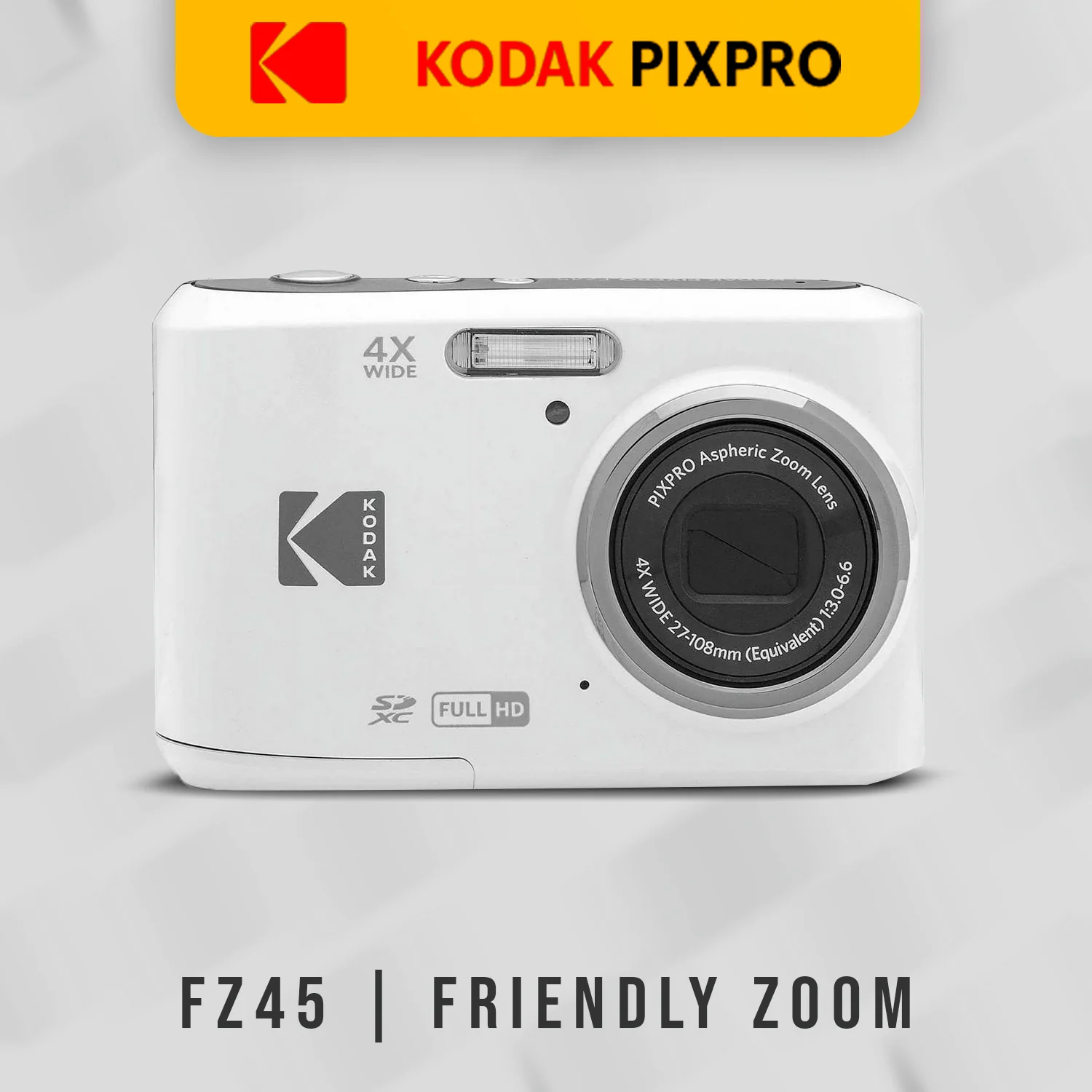 Kodak PIXPRO FZ45 Friendly Zoom Digital Camera (White) with Travel Organizer and Storage Case Bundle - Image 2