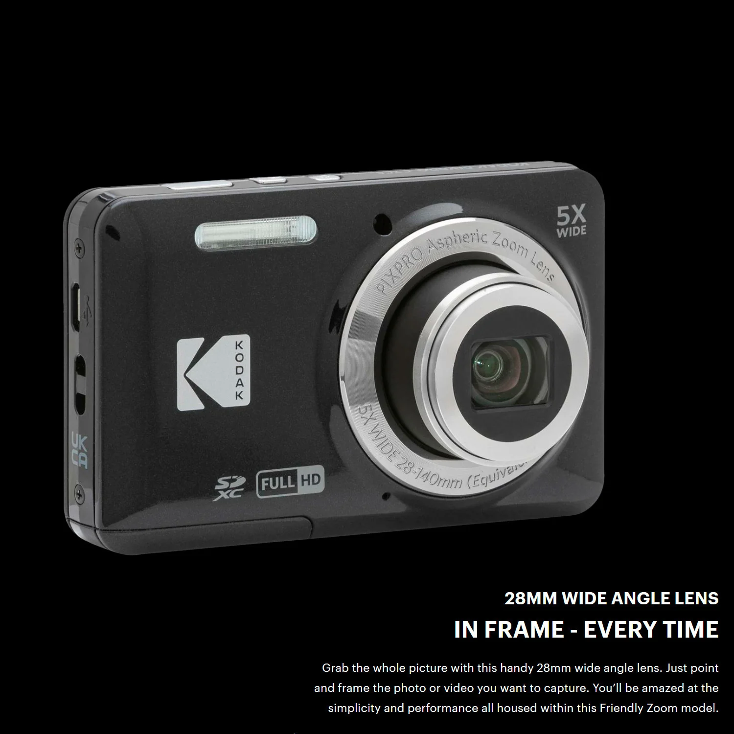 Kodak PIXPRO Friendly Zoom FZ55 Digital Camera (Black) with Digital Camera Screen Protectors Bundle - Image 5