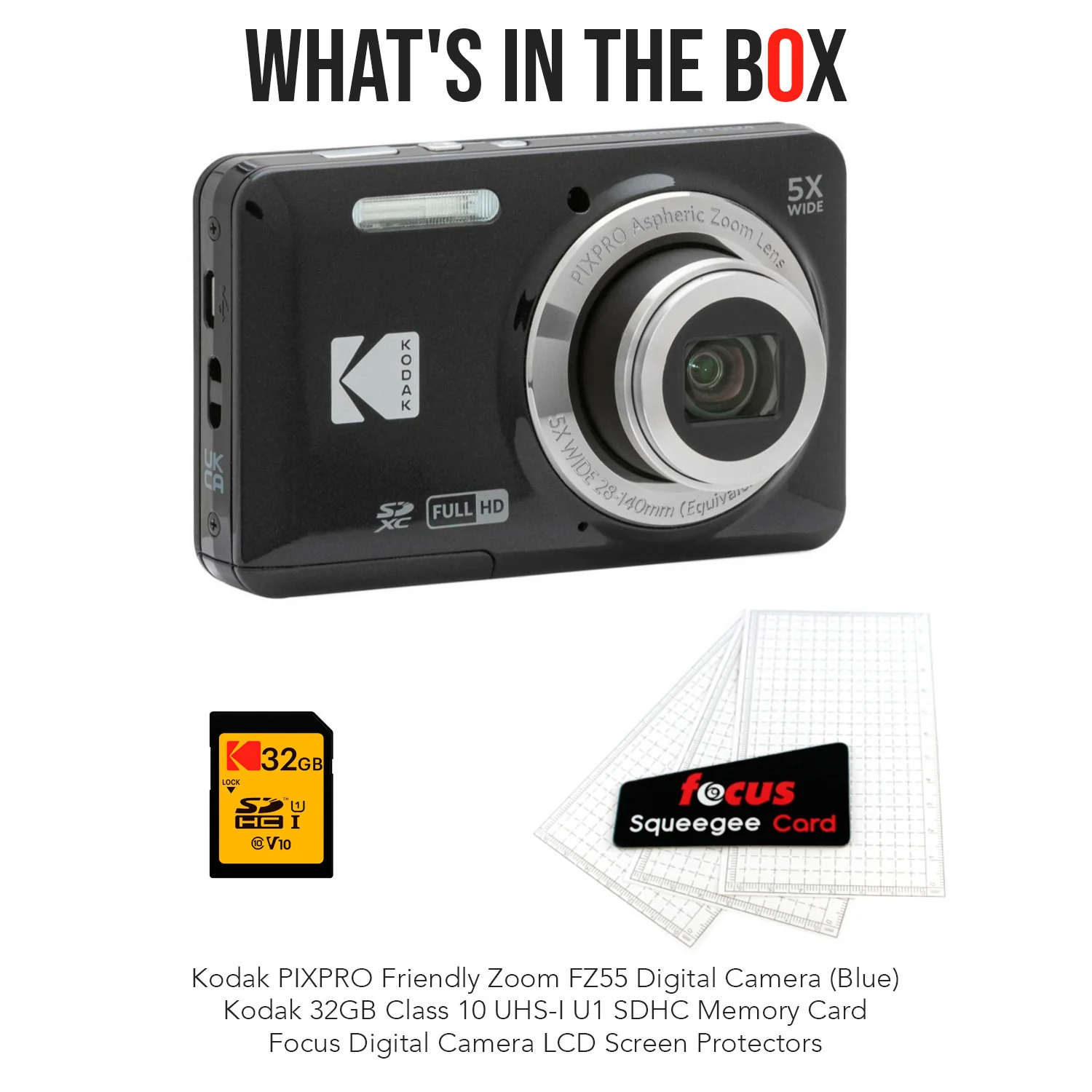 Kodak PIXPRO Friendly Zoom FZ55 Digital Camera (Black) with Digital Camera Screen Protectors Bundle - Image 7
