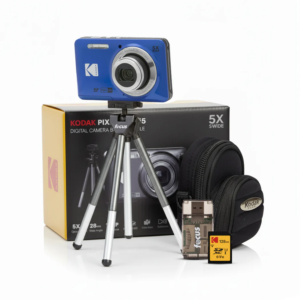 Kodak PIXPRO Friendly Zoom FZ55 Digital Camera (Blue) Bundle