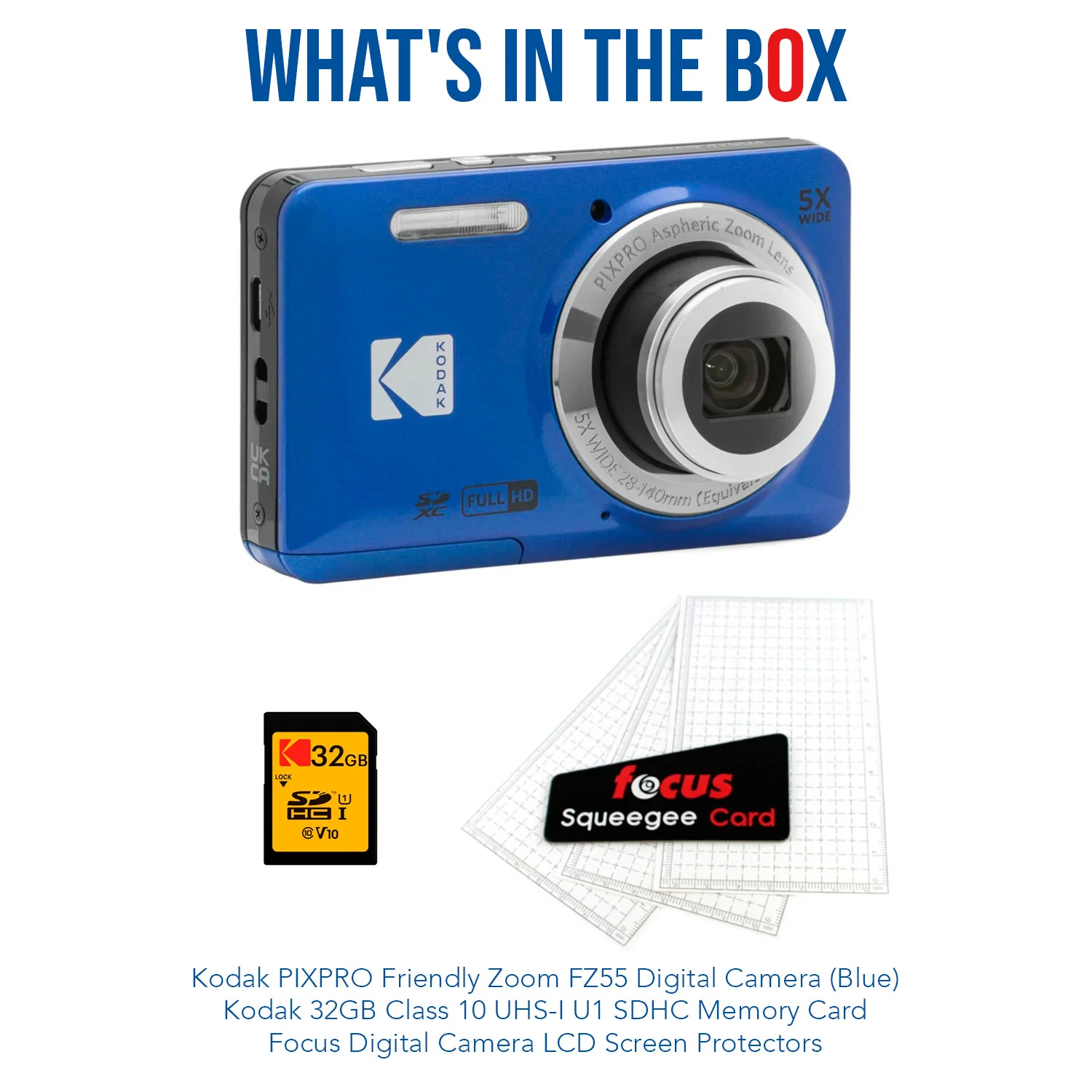 Kodak PIXPRO Friendly Zoom FZ55 Digital Camera (Blue) with Digital Camera Screen Protectors Bundle - Image 7