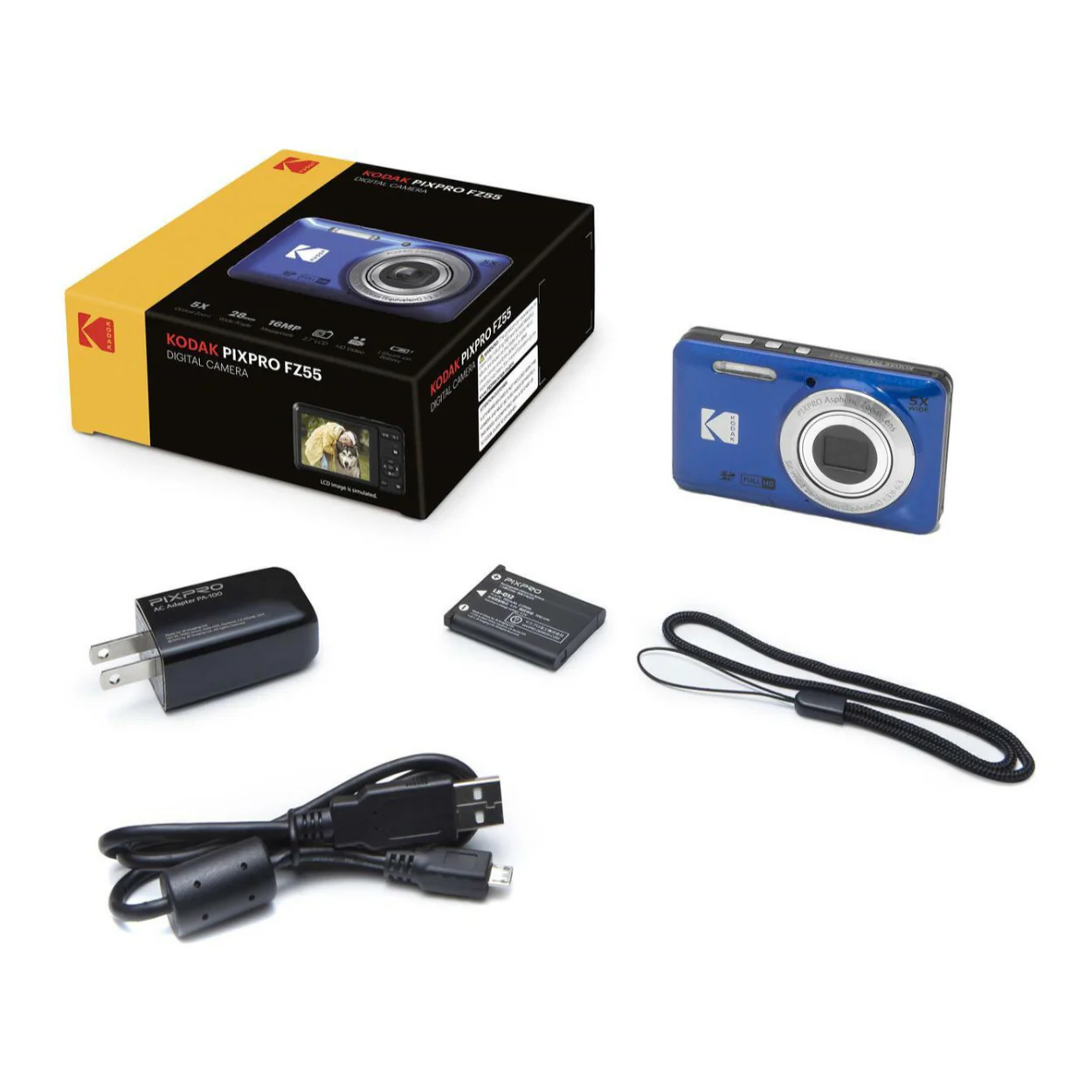 Kodak PIXPRO Friendly Zoom FZ55 Digital Camera (Blue) with Camera Case and Memory Card - Image 11