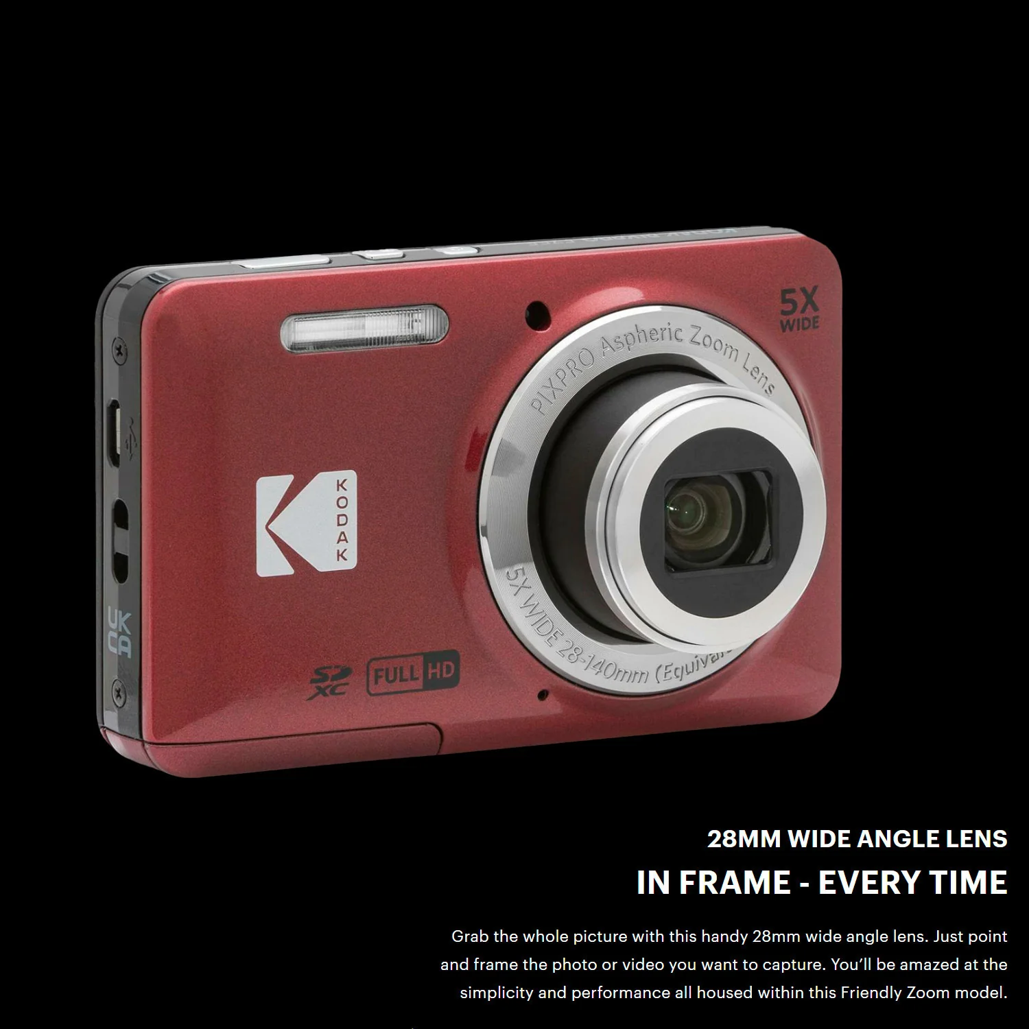 Kodak PIXPRO Friendly Zoom FZ55 Digital Camera (Red) Bundle - Image 3