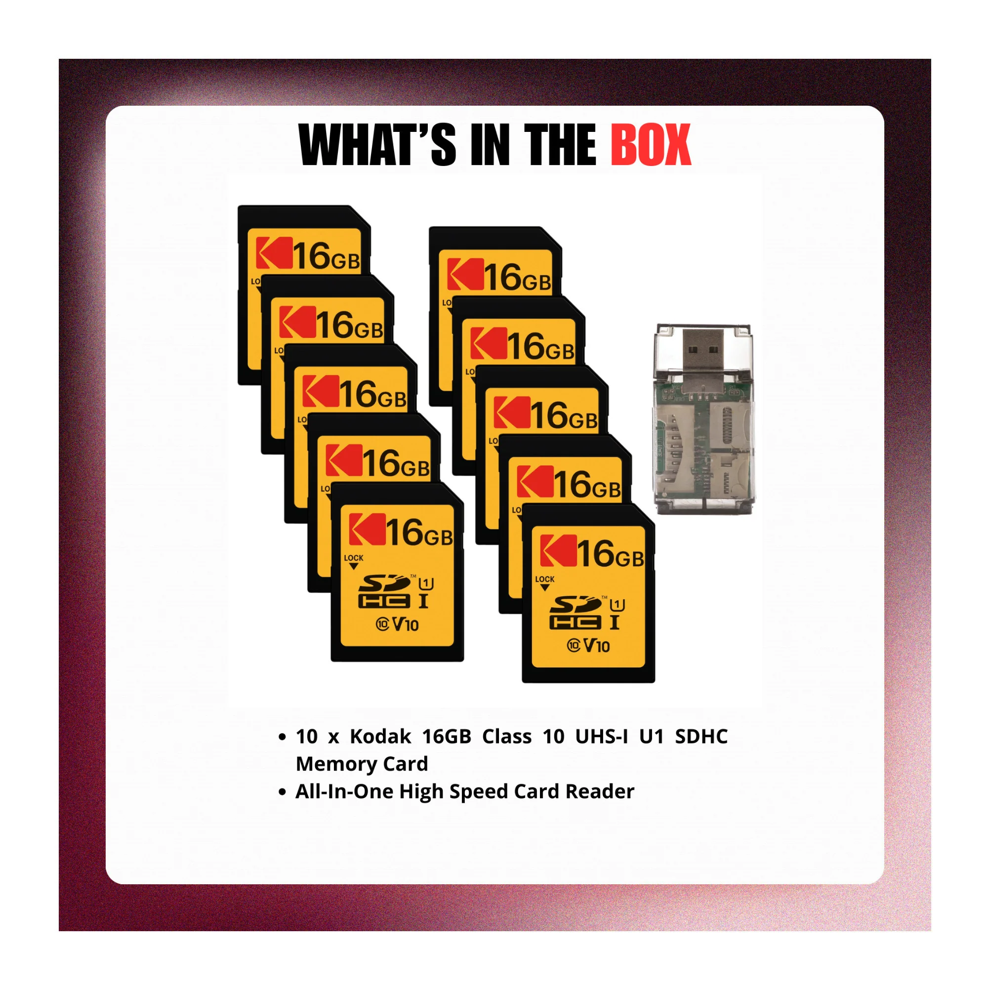 Kodak 16GB Class 10 UHS-I U1 SDHC Memory Card with Card Reader Bundle - Image 4