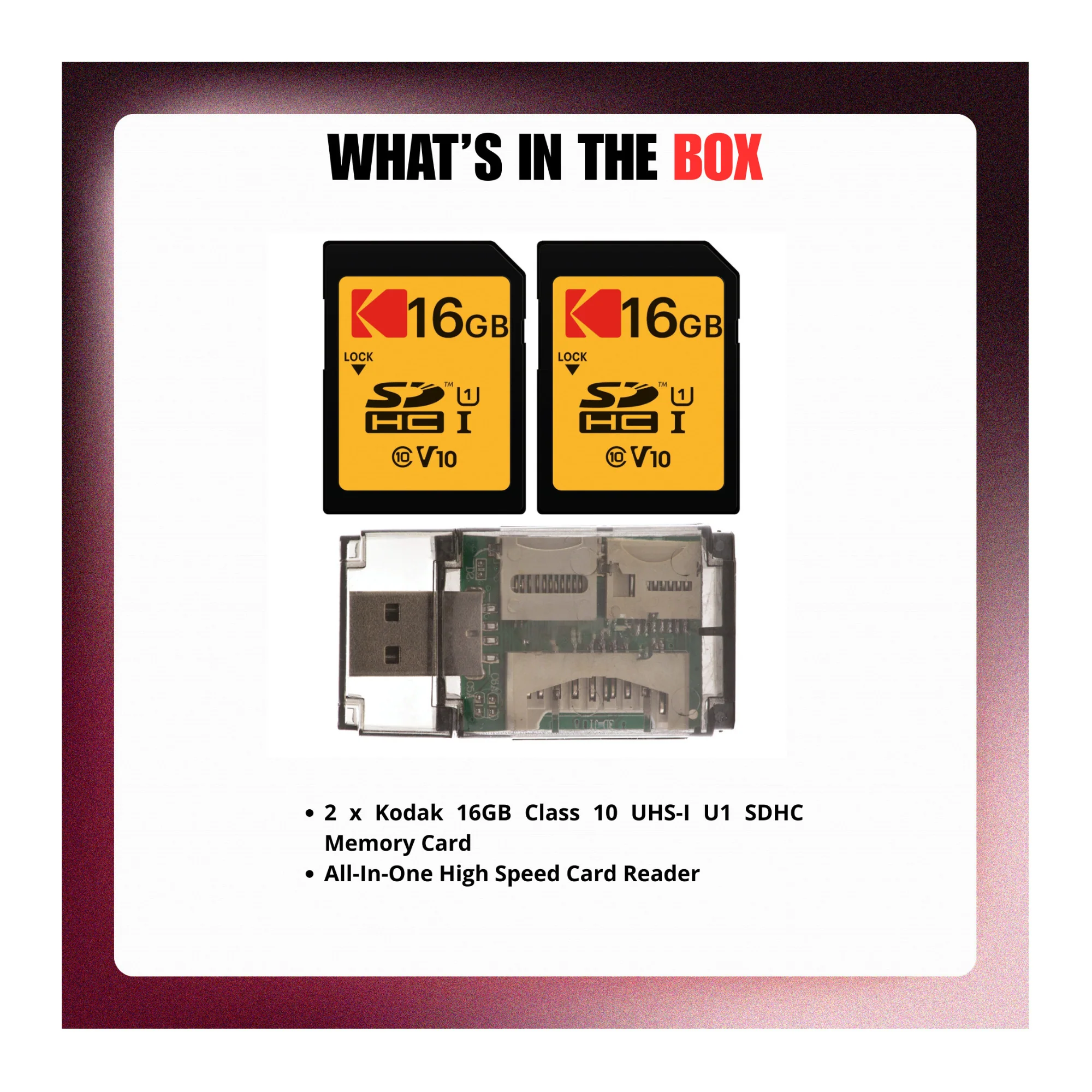 Kodak 16GB Class 10 UHS-I U1 SDHC Memory Card with Card Reader Bundle - Image 4