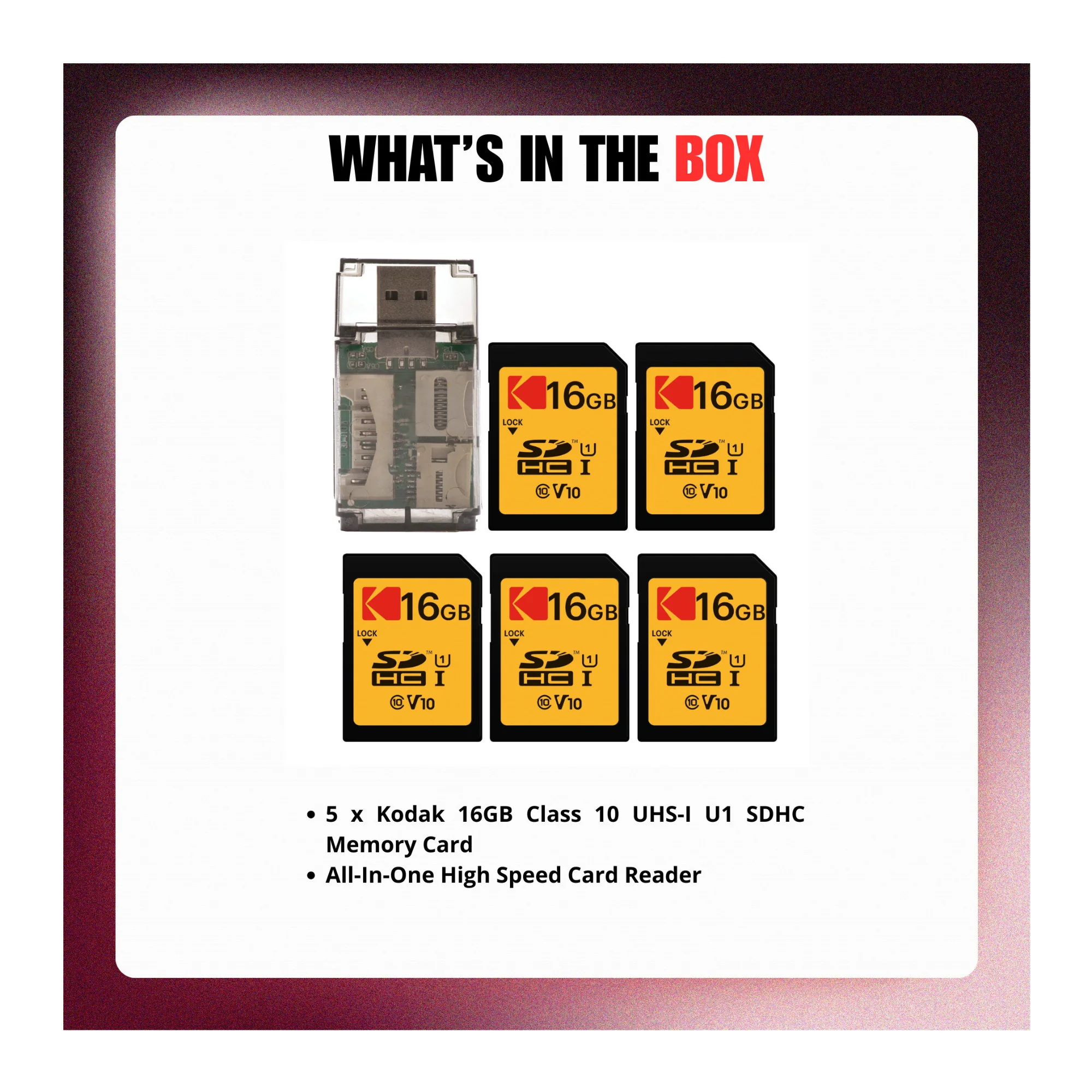 Kodak 16GB Class 10 UHS-I U1 SDHC Memory Card with Card Reader Bundle - Image 4