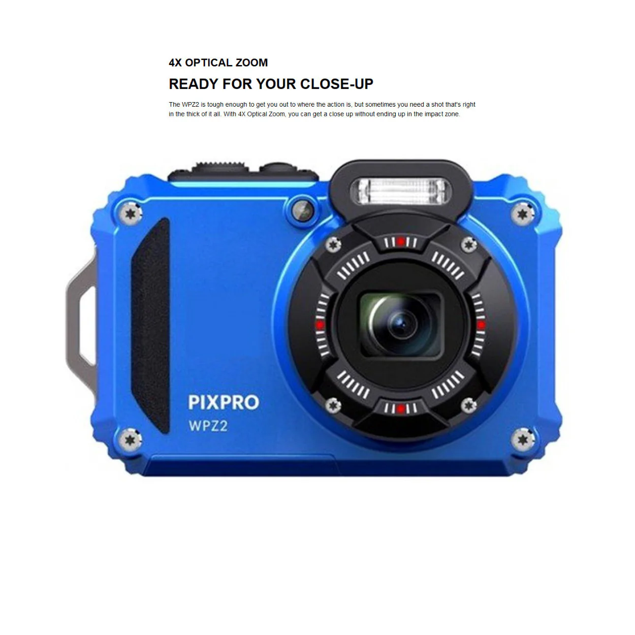 Kodak PIXPRO WPZ2 Rugged Waterproof 16MP Camera with 4x Zoom (Blue) with Case and 32GB MicroSD Card - Image 6