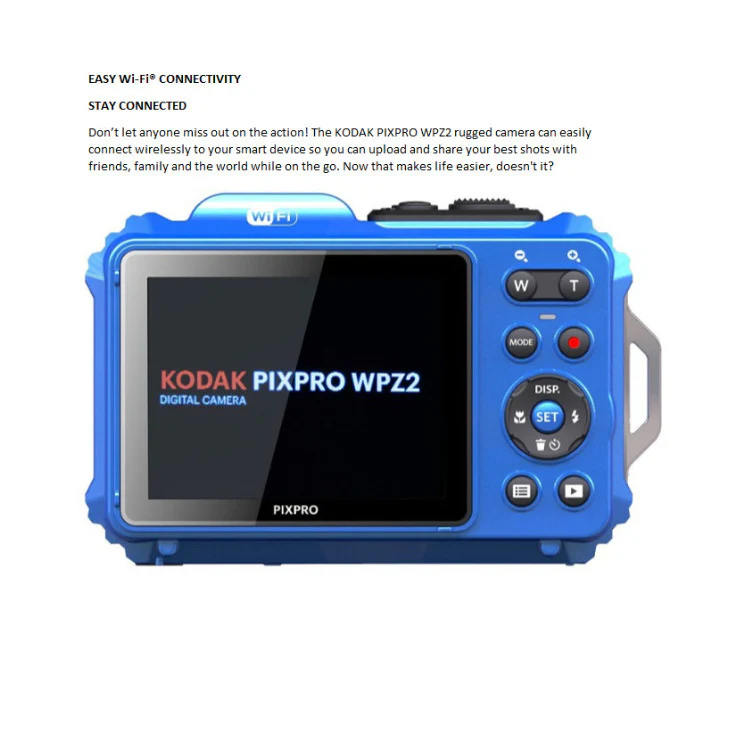 Kodak PIXPRO WPZ2 Rugged Waterproof 16MP Digital Camera with 4x Optical Zoom (Blue) - Image 3