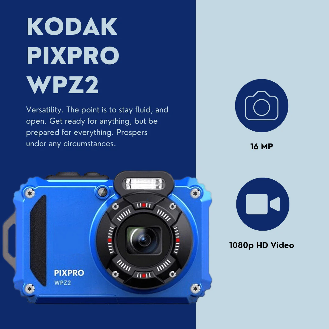 Kodak PIXPRO WPZ2 Rugged Waterproof 16MP Digital Camera with 4x Optical Zoom (Blue) Bundle - Image 3