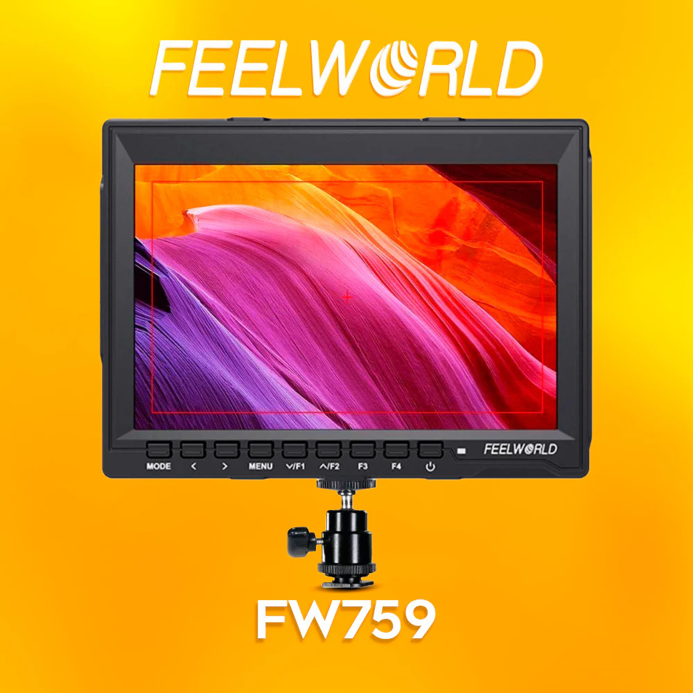 FeelWorld FW759 7" IPS On-Camera Monitor Monitor with Cleaning Kit, and HDMI Cable - Image 2