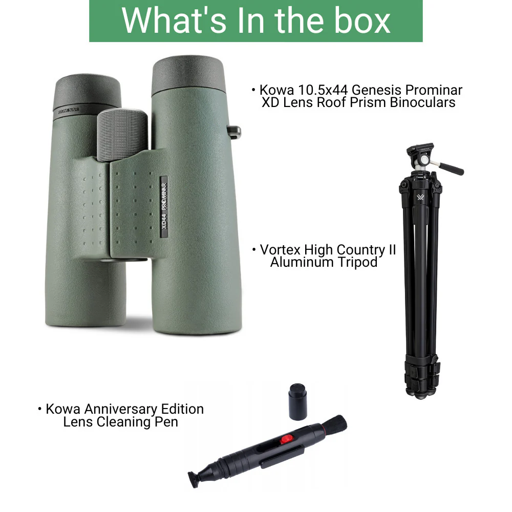 Kowa 10.5x44 Genesis Prominar XD Lens Roof Prism Binocular with Aluminum Tripod Bundle - Image 6