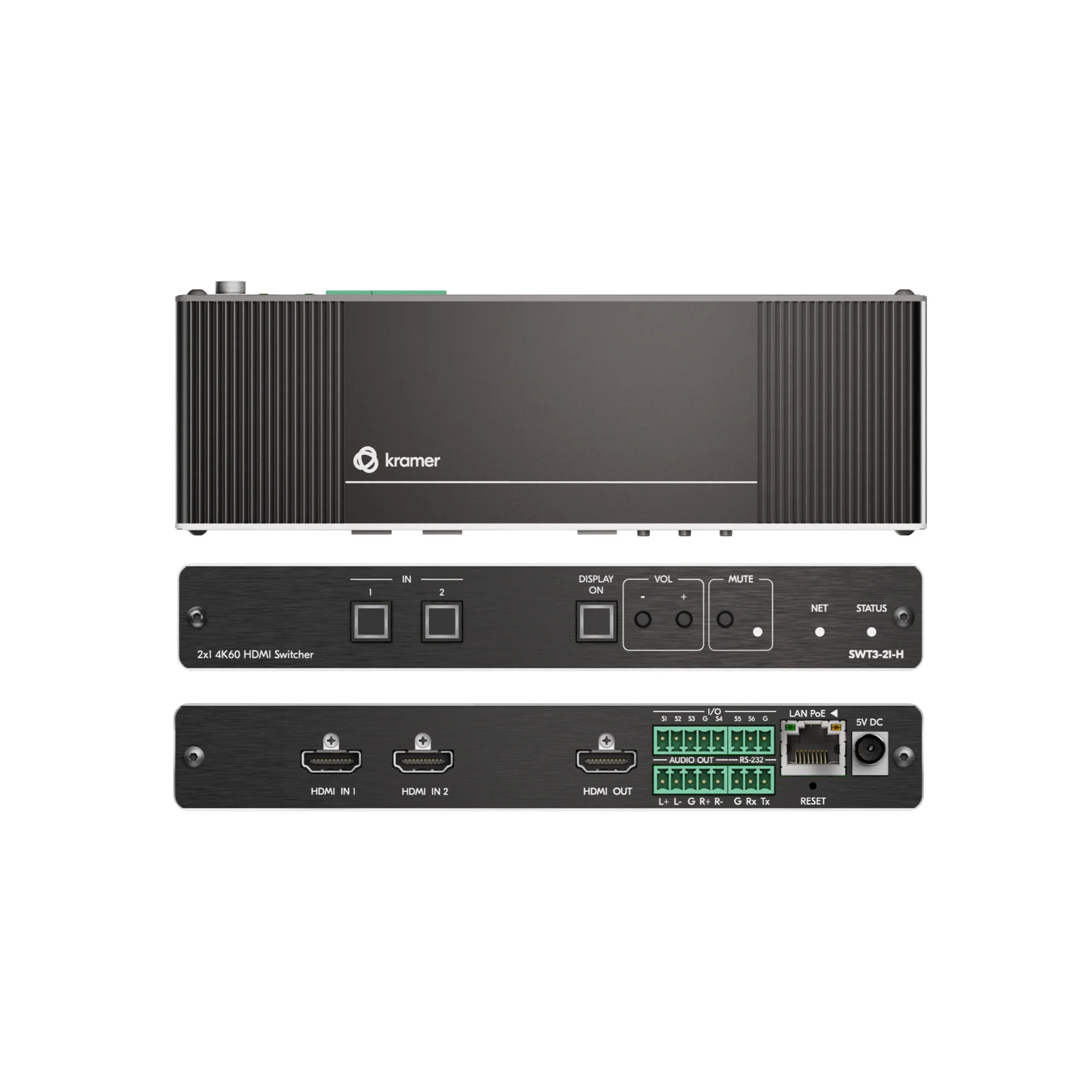 Kramer 4K60 4:4:4 4x1 HDMI Switcher with Audio and Control (Black)
