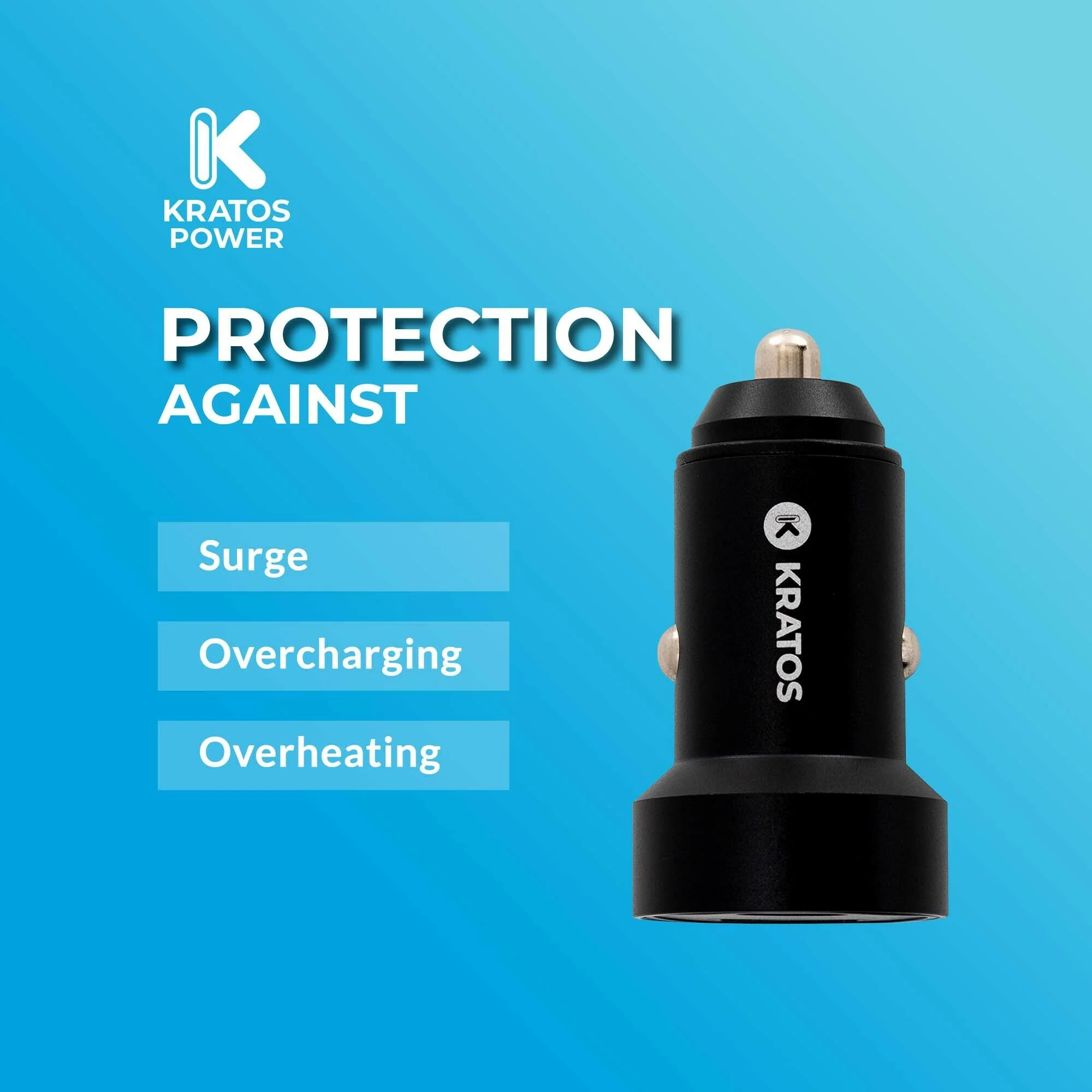 Kratos Power 45W 2-Port Digital Display USB-A 45W QC3.0 and Type-C 45W PD3.0 Car Charger - Image 7