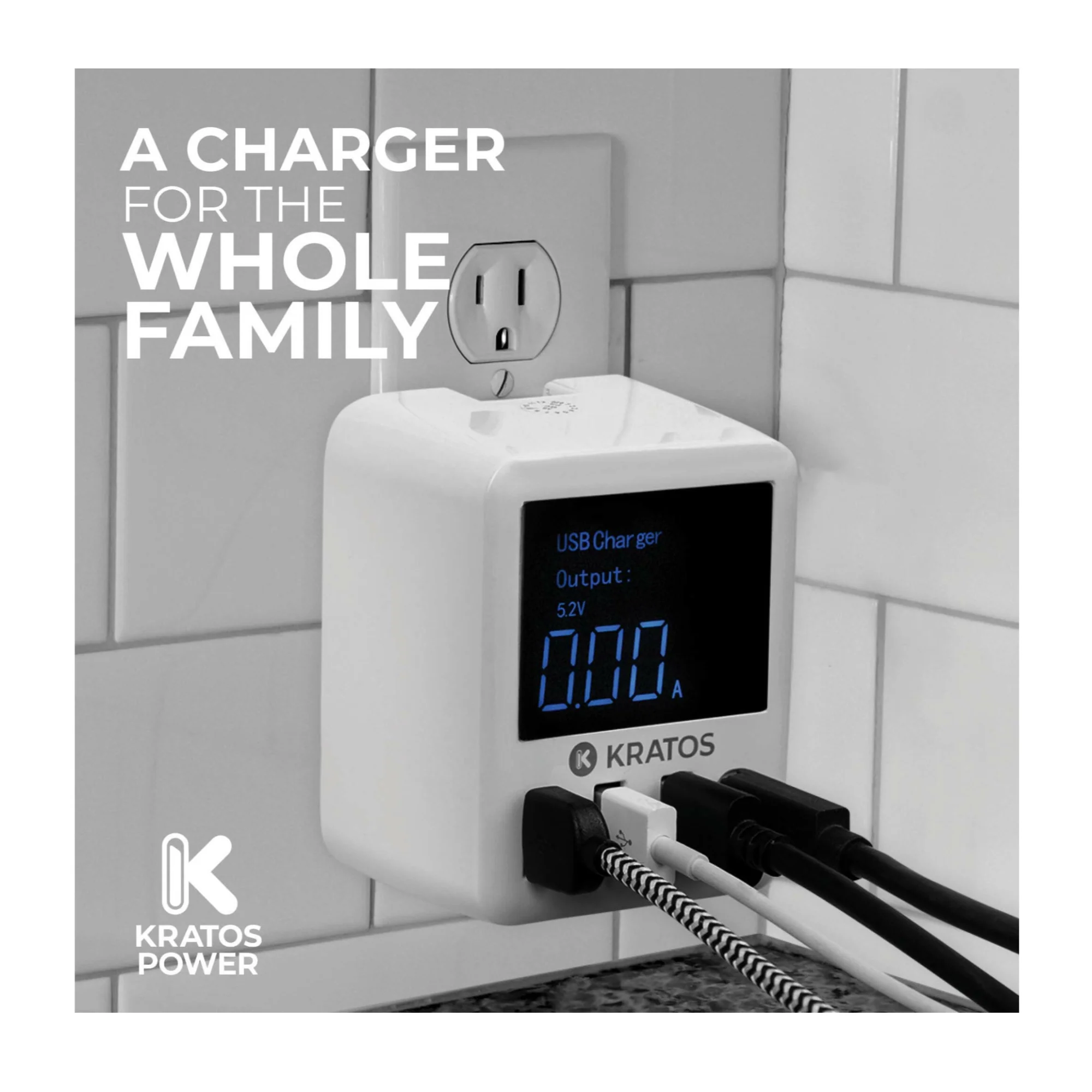 Kratos Power 40W QC3.0/PD3.0 4-Port USB Wall Charger with Digital Display and Foldable Plug - Image 5
