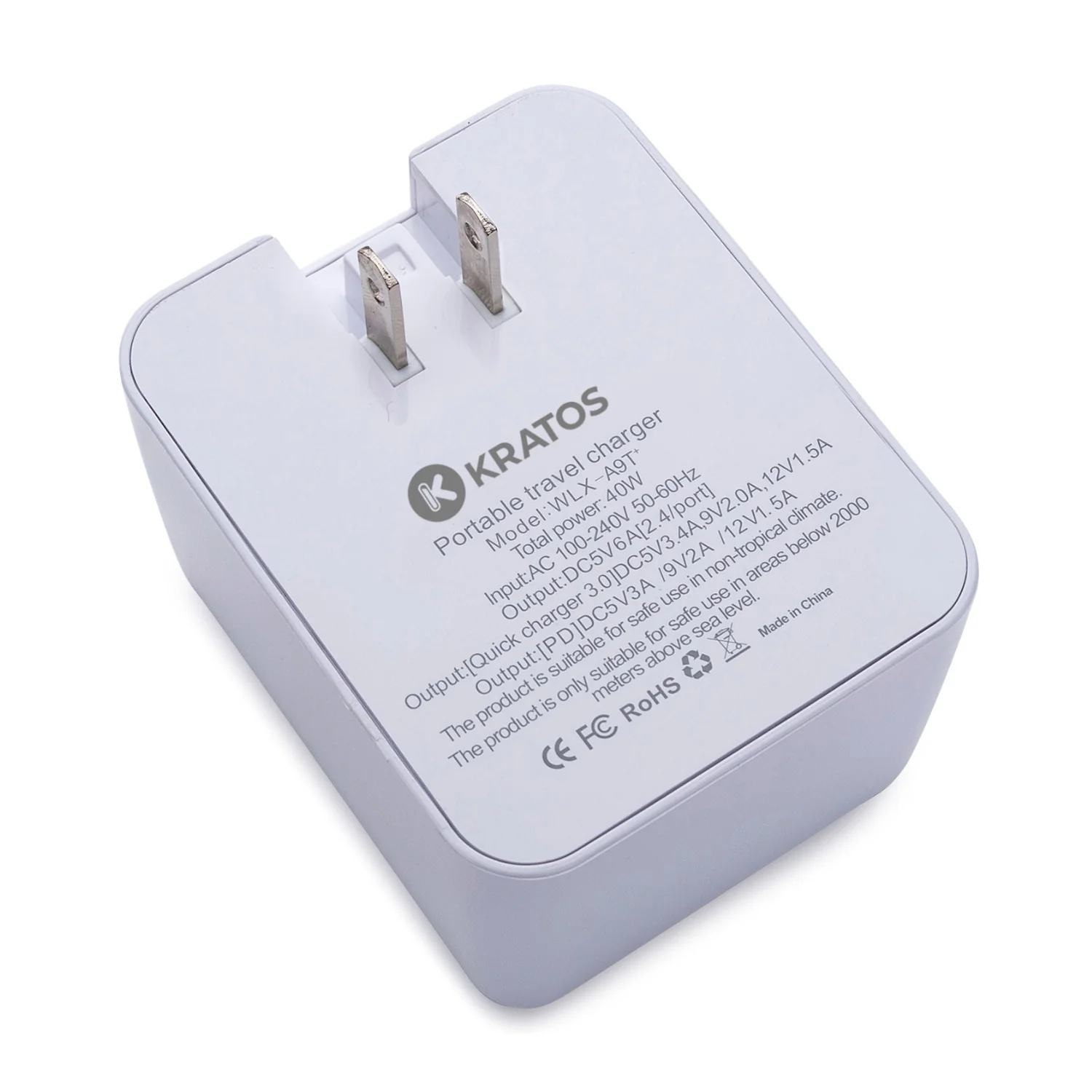 Kratos Power 40W QC3.0/PD3.0 4-Port USB Wall Charger with Digital Display and Foldable Plug - Image 8