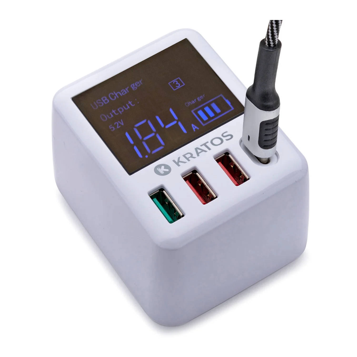 Kratos Power 40W QC3.0/PD3.0 4-Port USB Wall Charger with Digital Display and Foldable Plug - Image 9
