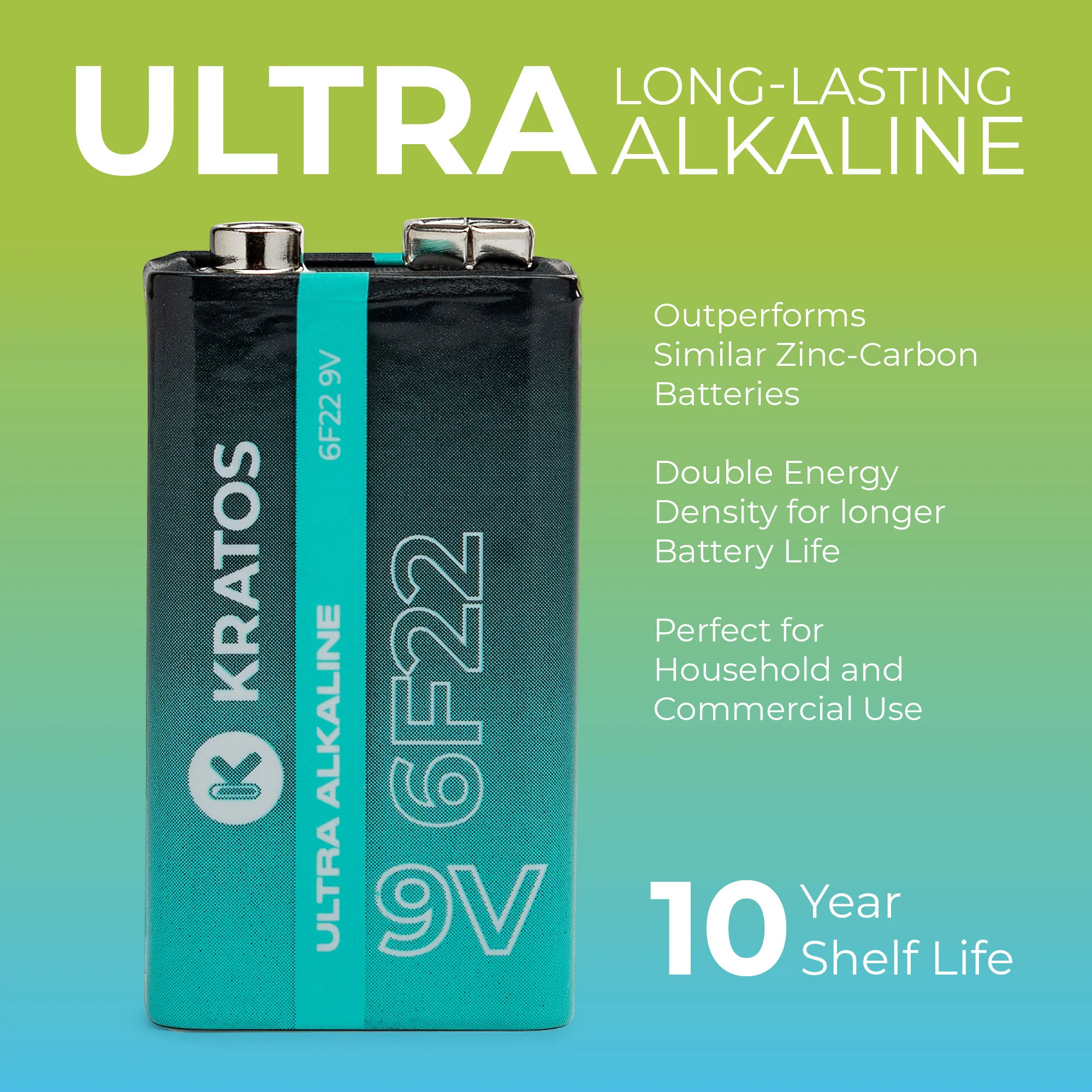 Kratos Power High-Performance Ultra Alkaline 9V Batteries (4-Pack) - Image 4