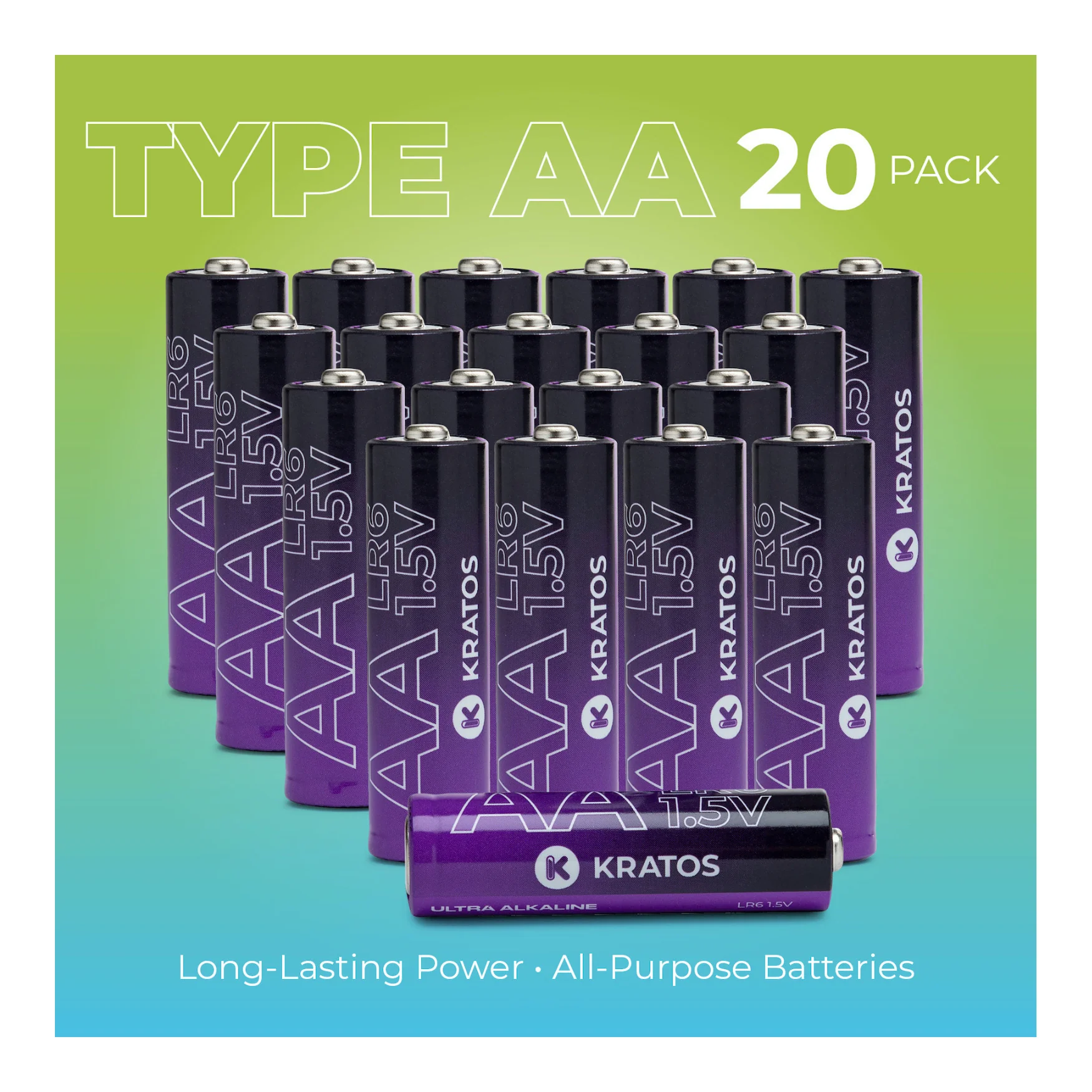 Kratos Power High-Performance Ultra Alkaline AA Batteries (20-Pack) - Image 3