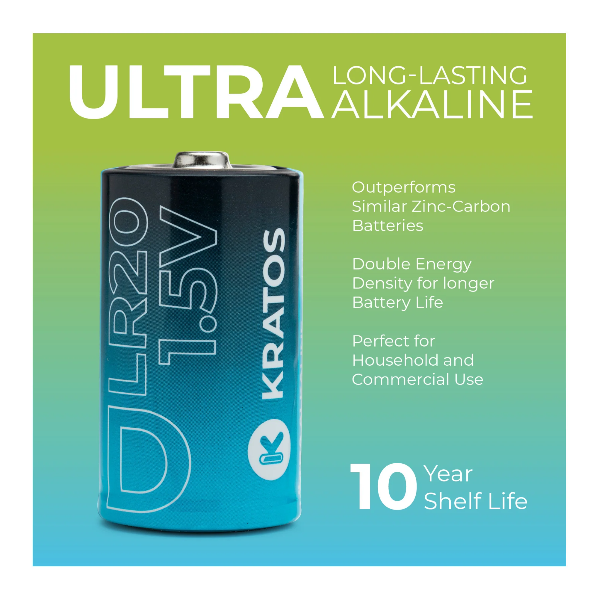 Kratos Power High-Performance Ultra Alkaline D Cell Batteries (12-Pack) - Image 4