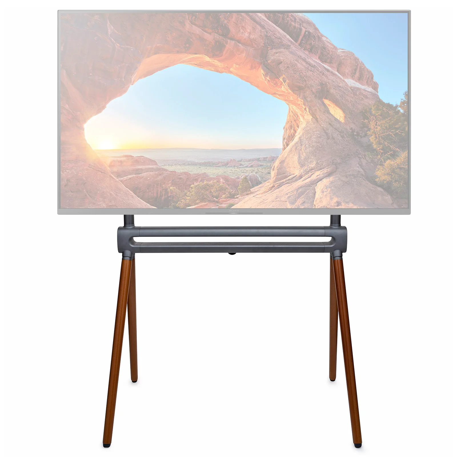 Kratos Power Home Easel Studio and TV Floor Stand with RGB Lighting (Space Gray/Walnut Brown) - Image 2