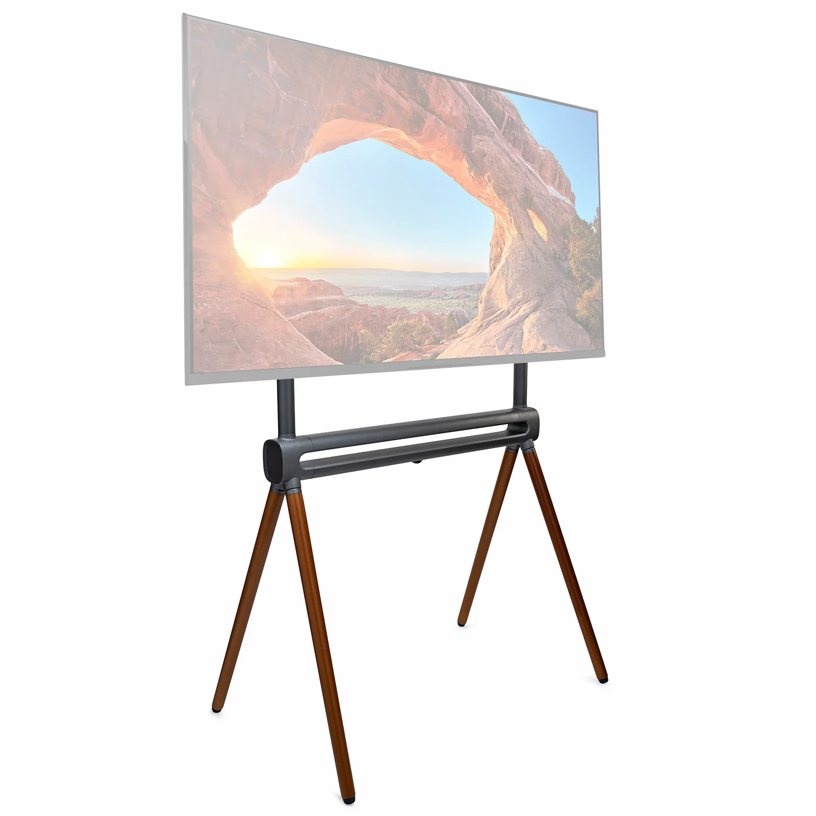 Kratos Power Home Easel Studio and TV Floor Stand with RGB Lighting (Space Gray/Walnut Brown) - Image 5