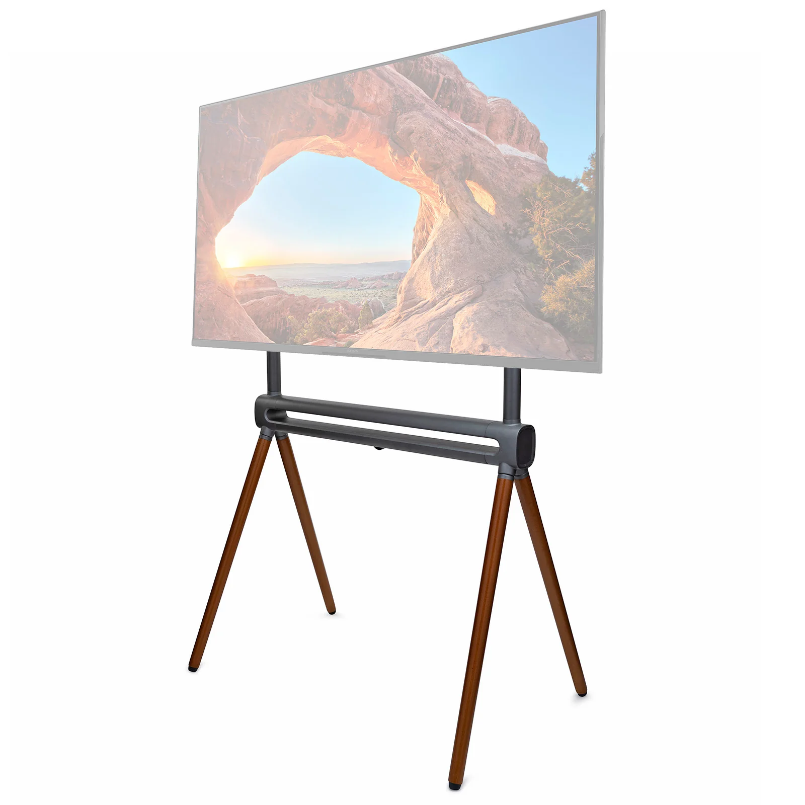 Kratos Power Home Easel Studio and TV Floor Stand with RGB Lighting (Space Gray/Walnut Brown) - Image 7