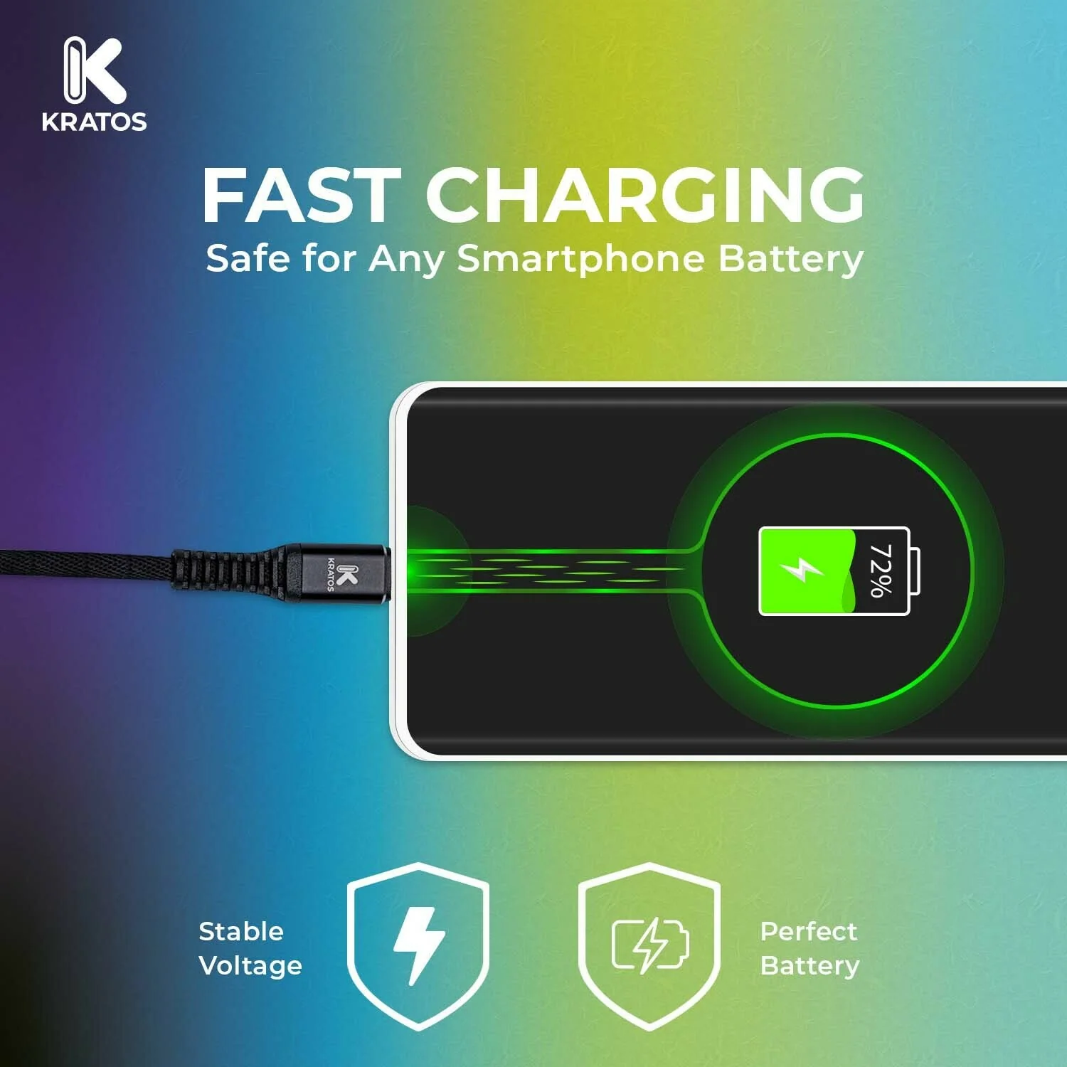 Kratos Power 6-Feet Long Tail Braided Aluminum Alloy USB-C to USB-A Cable (Black) - Image 3