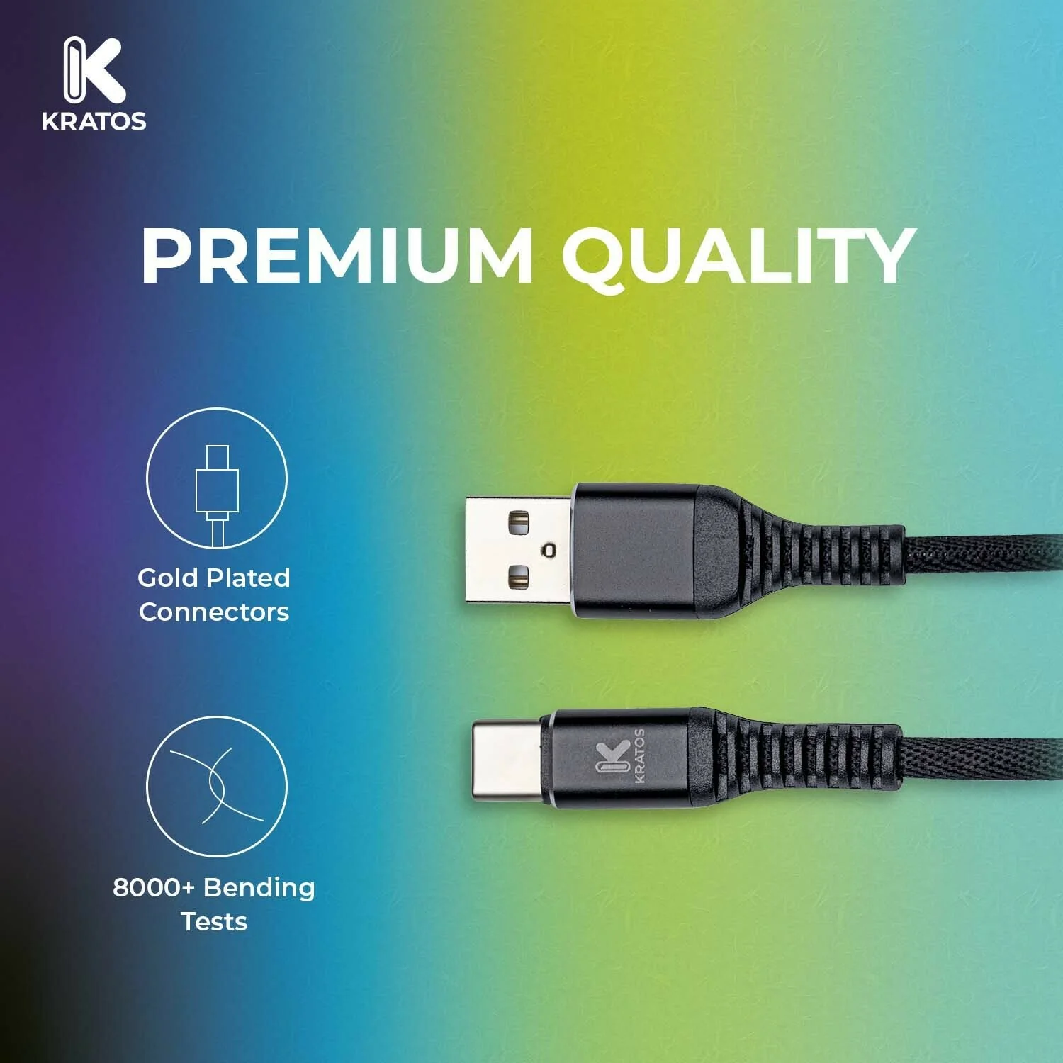 Kratos Power 6-Feet Long Tail Braided Aluminum Alloy USB-C to USB-A Cable (Black) - Image 4