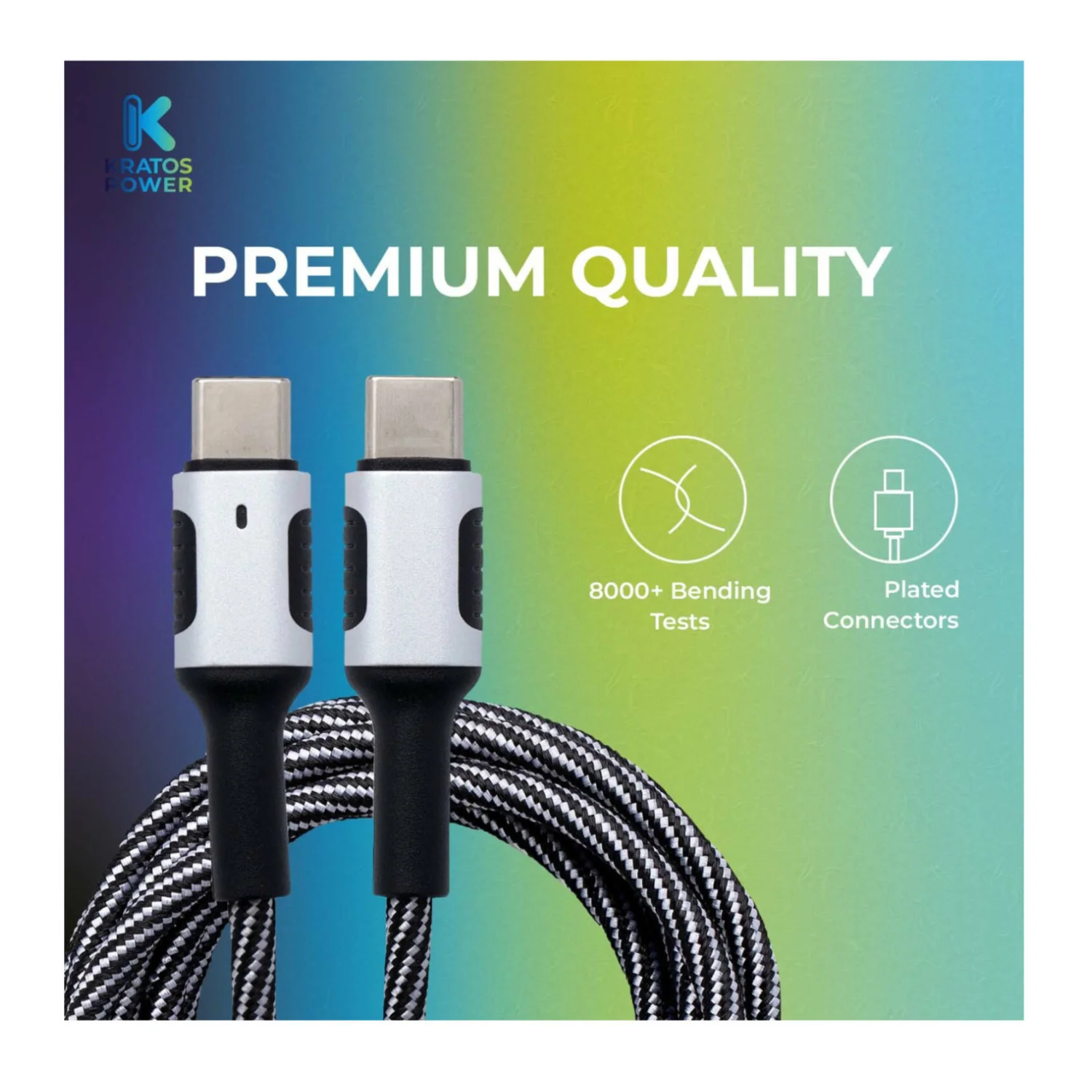 Kratos Power Nylon Braided Cable 6-Feet USB-C to USB-C Cable - Image 4