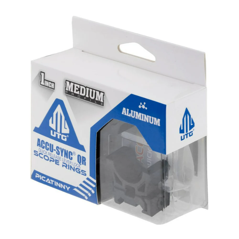 UTG ACCU-SYNC 1-Inch QR Picatinny Medium Profile Scope Rings with Aluminum Body (Matte Black) - Image 4