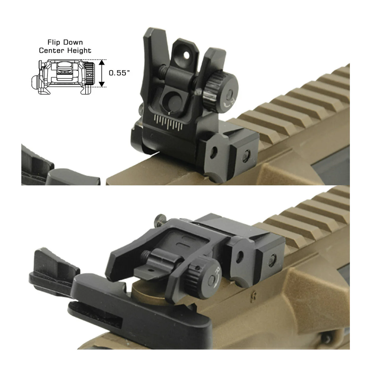 UTG Super Slim Aluminum-Steel Rear Sight with Manual Flip-Up and Tool-Free Aperture (Black) - Image 4