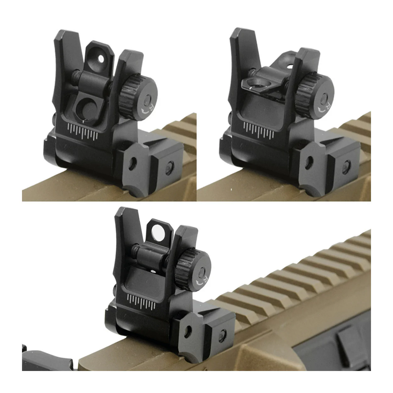 UTG Super Slim Aluminum-Steel Rear Sight with Manual Flip-Up and Tool-Free Aperture (Black) - Image 5