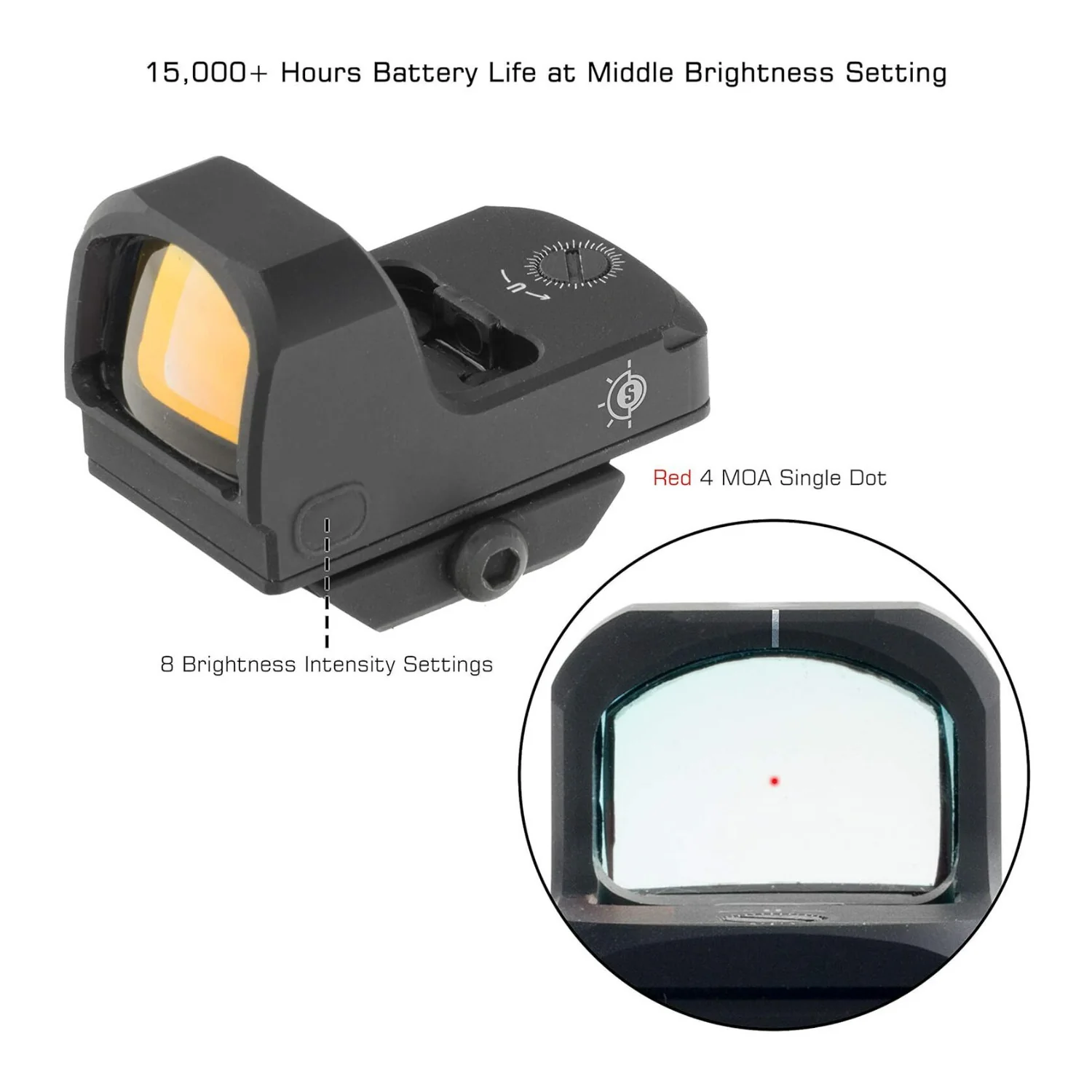 UTG OP3 Micro SLS Red 4.0 MOA Matte Black Dot Sight with Waterproof Construction - Image 3