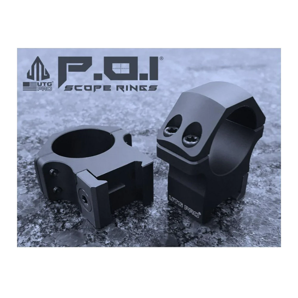 UTG PRO US Made 30mm Aluminum Low Profile POI Picatinny Black Ring 2 Pack - Image 4
