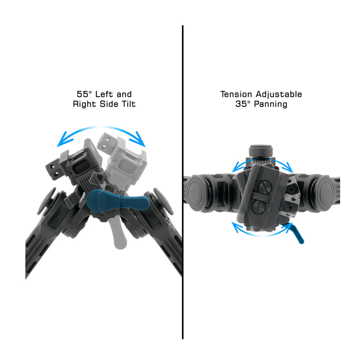 UTG Big Bore Full Stability Bipod 9 to 14-Inch Center Height, Picatinny (Black) - Image 5
