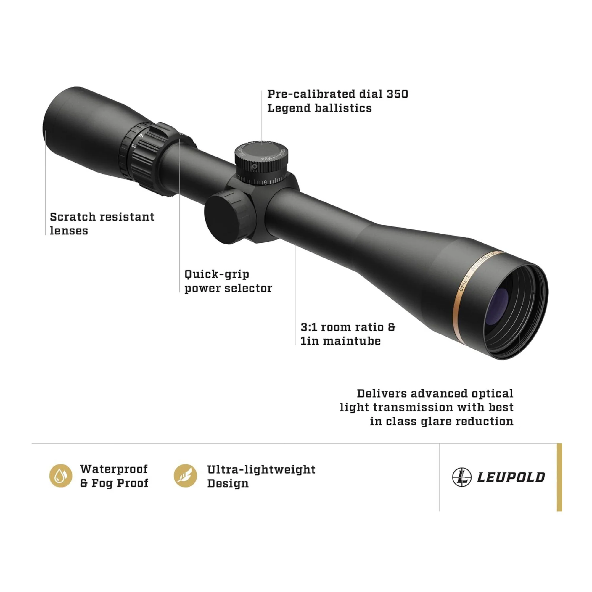 Leupold VX-Freedom 3-9x40mm Riflescope 350 Legend (Matte Black) - Image 3