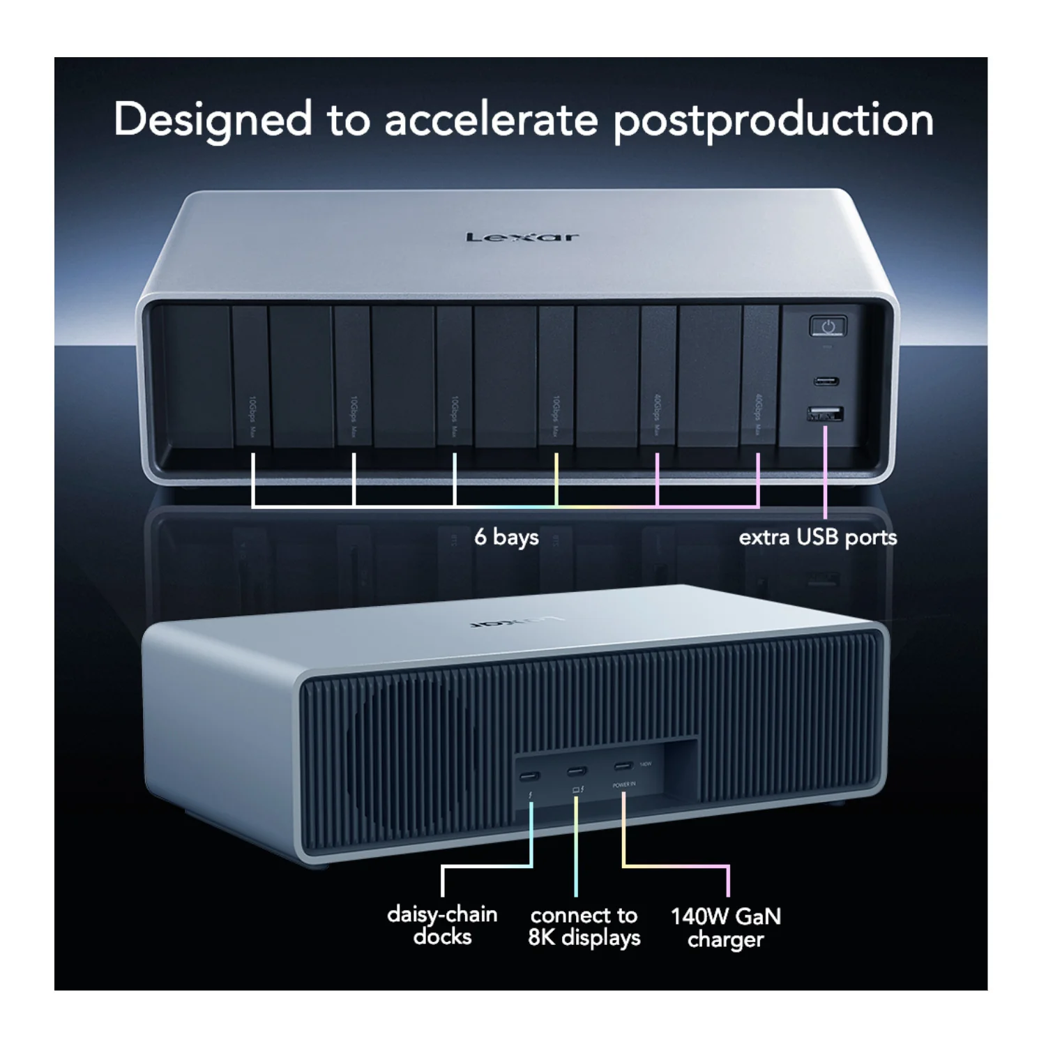 Lexar Professional Workflow Docking Station with 6 Customizable Bays with Thunderbolt 4 Connectivity - Image 7