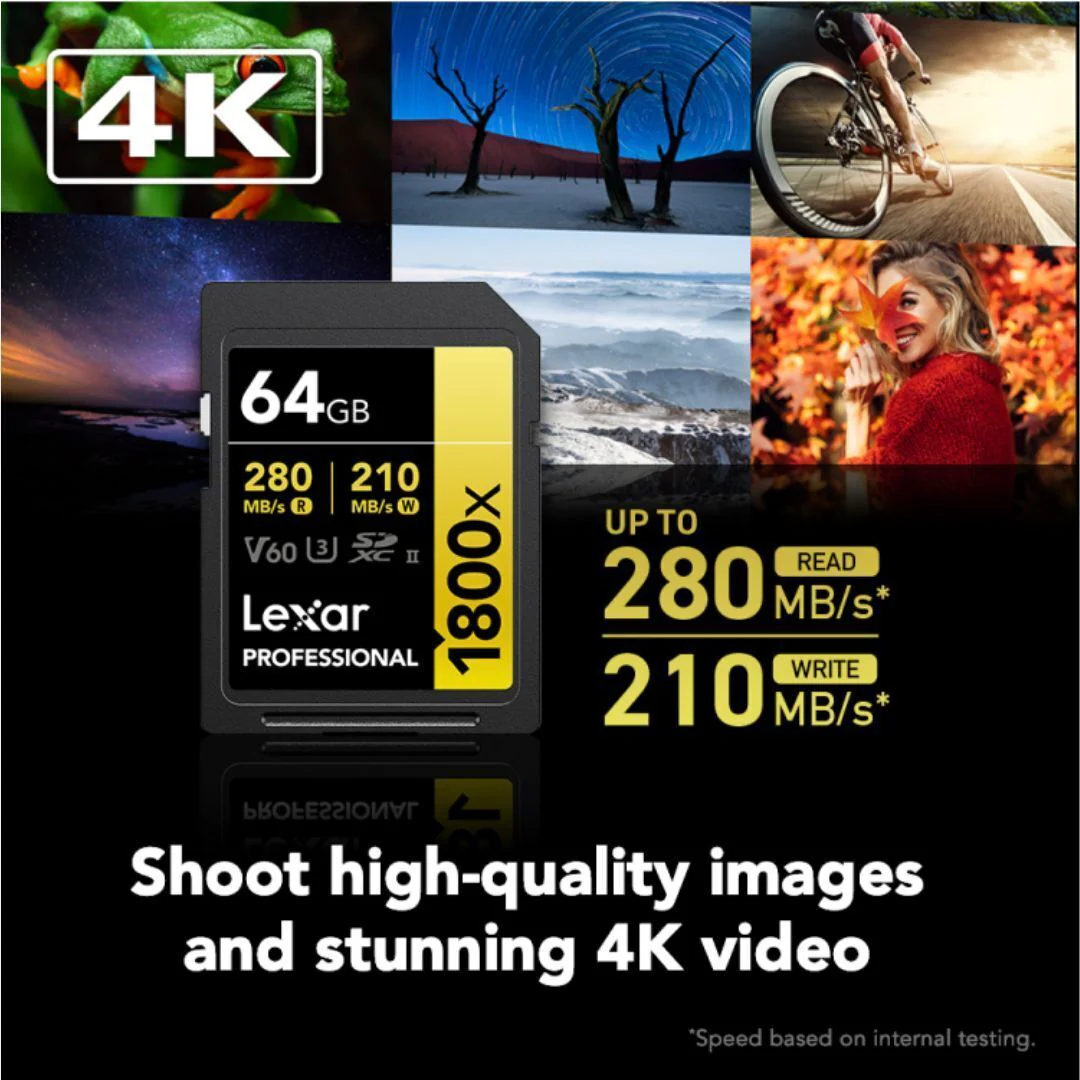 Lexar Professional 1800x SDXC UHS-II Gold Series Memory Card with 4K Video Transfer (64GB) - Image 4