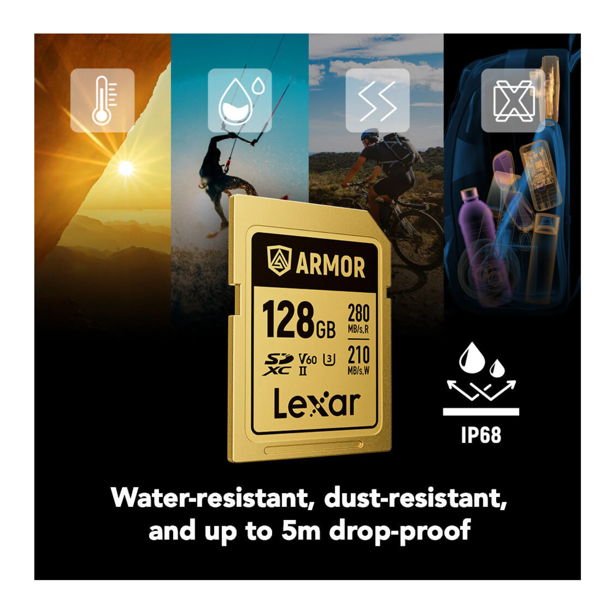 Lexar Professional ARMOR GOLD 128GB UHS-II V60 SDXC Memory Card - Image 4