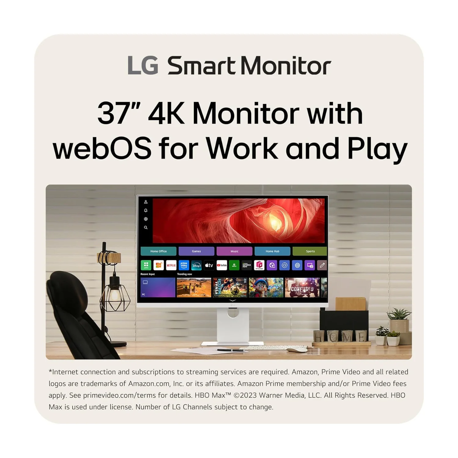 LG 37 Inch 4K UHD Smart Monitor IPS webOS AirPlay 2 Built-In Speaker (White) - Image 5